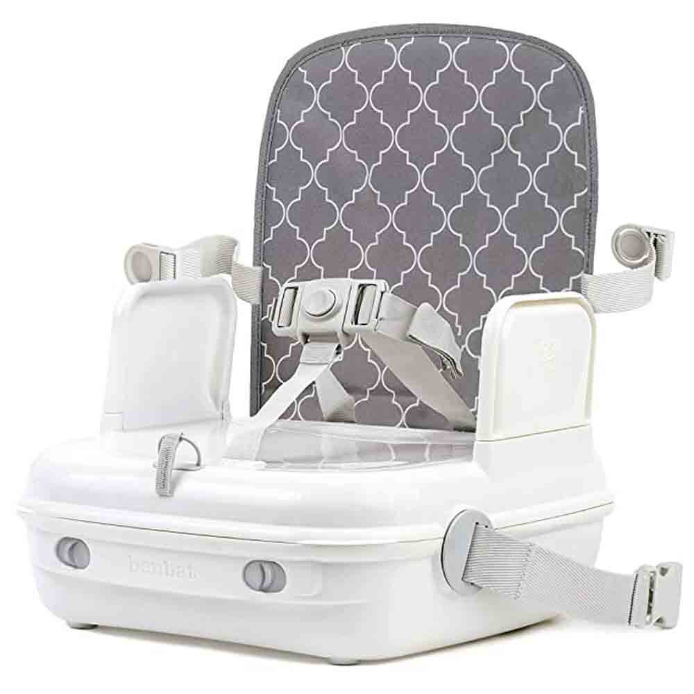 White and gray booster seat from Benbat Yummigo Booster GREY, perfect for toshi baby and baby strollers