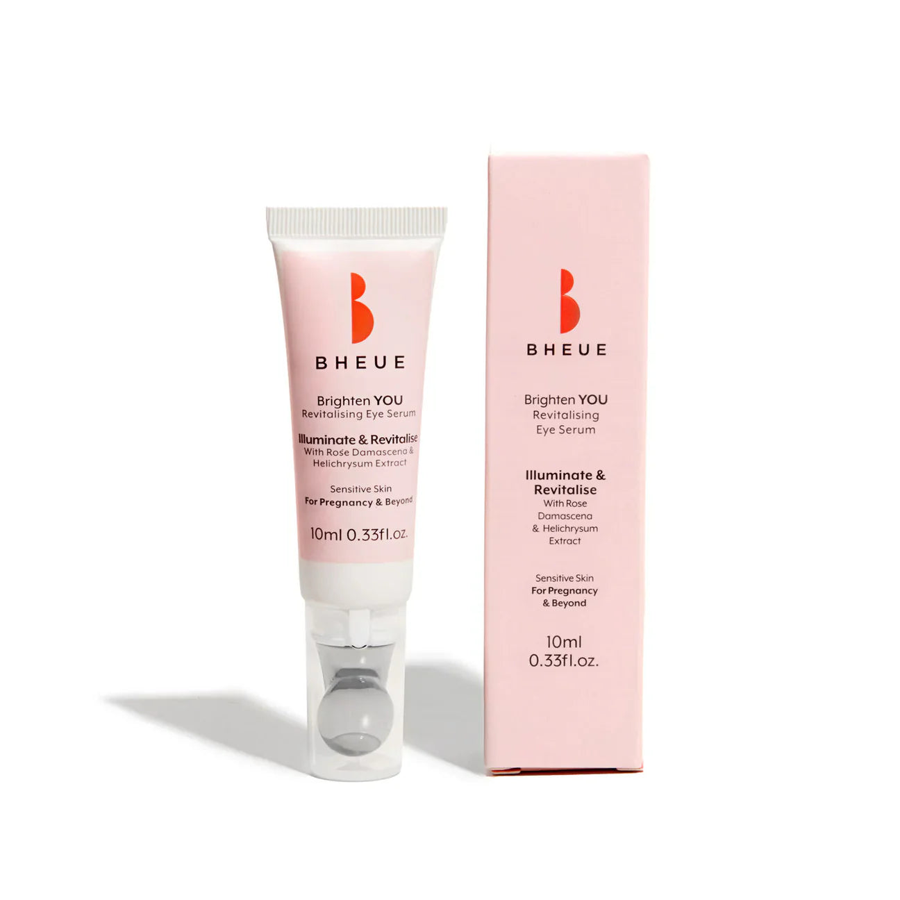 Bheue Brighten You revitalising eye serum and box, perfect for a fresh look