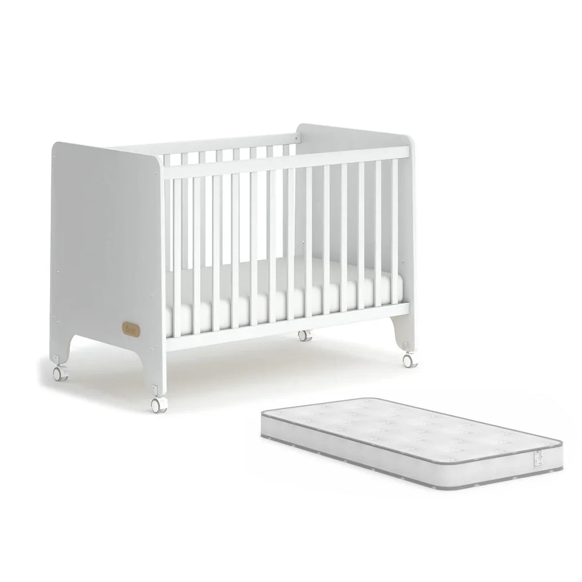 White Boori Natty Compact Cot with mattress and pocket spring for comfy naps