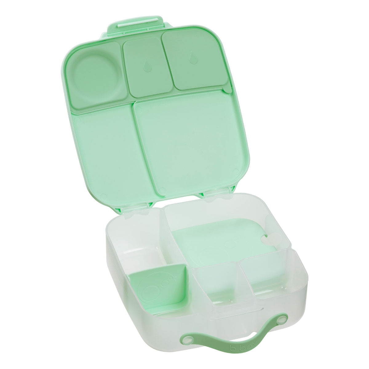 Open divided mint green and white BBox Lunch Box perfect for kids on-the-go
