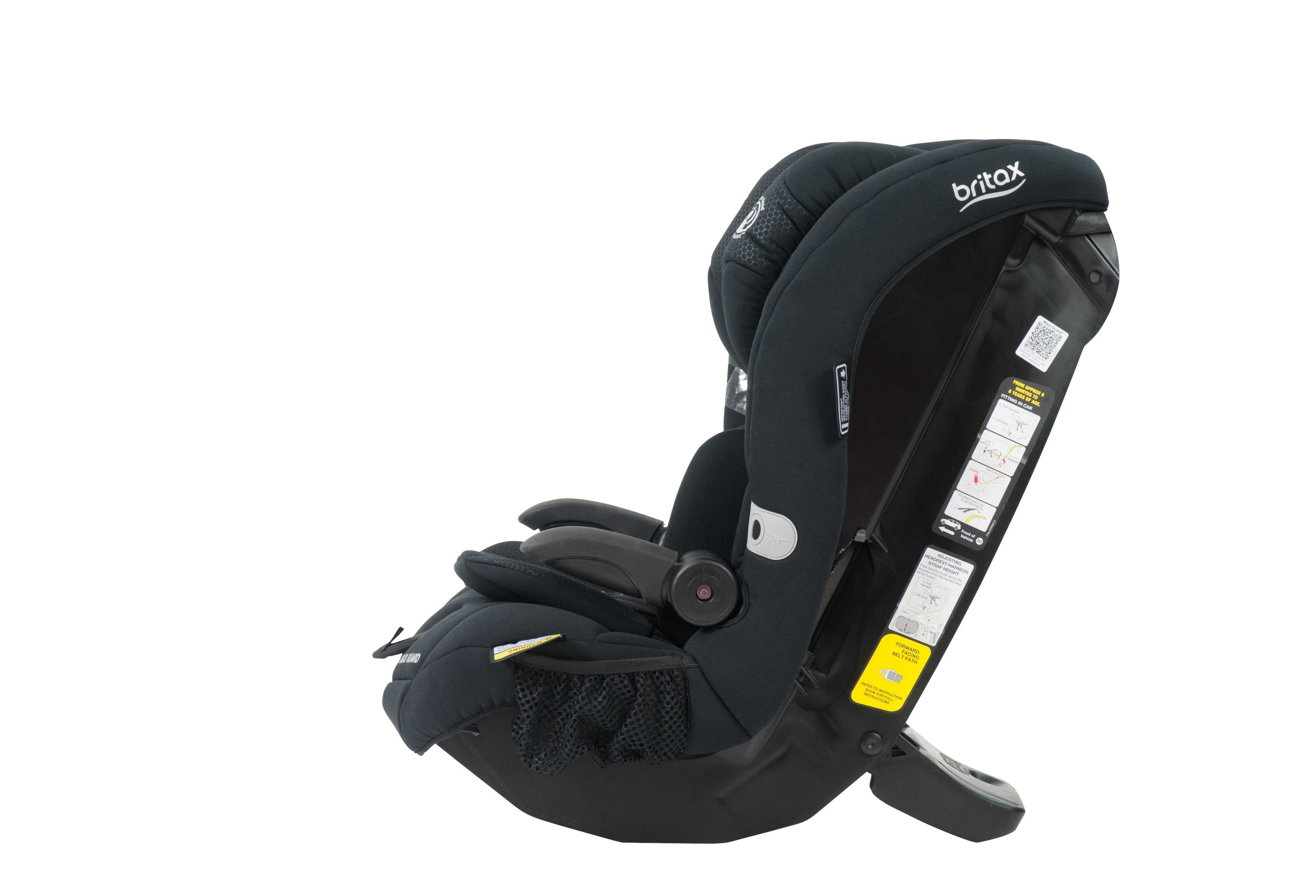 Black Britax car seat from Britax Safe-n-Sound Maxi Guard with easy adjust headrest