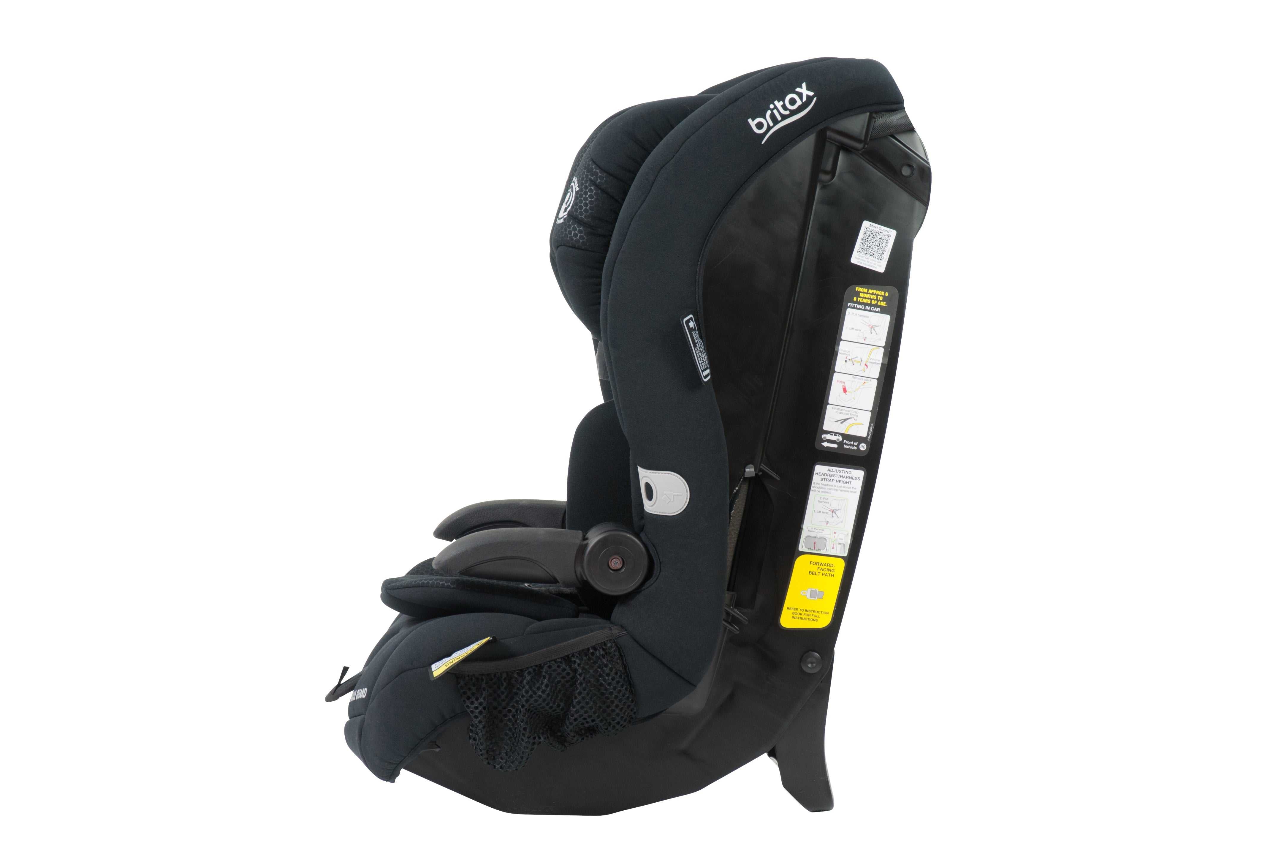 Black Britax car seat from Britax Safe-n-Sound Maxi Guard with easy adjust headrest