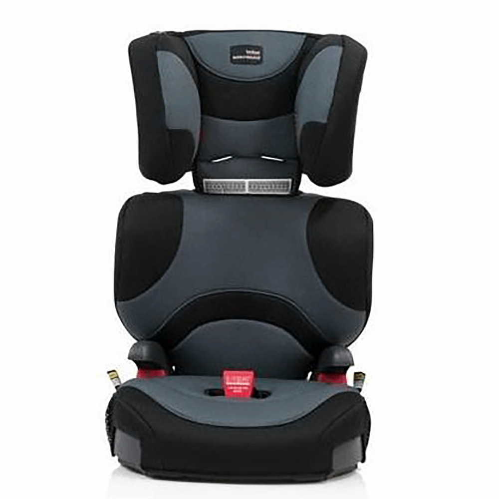 Gray and black Britax Safe-n-Sound Hi-Liner booster seat for kids, perfect with Toshi baby strollers