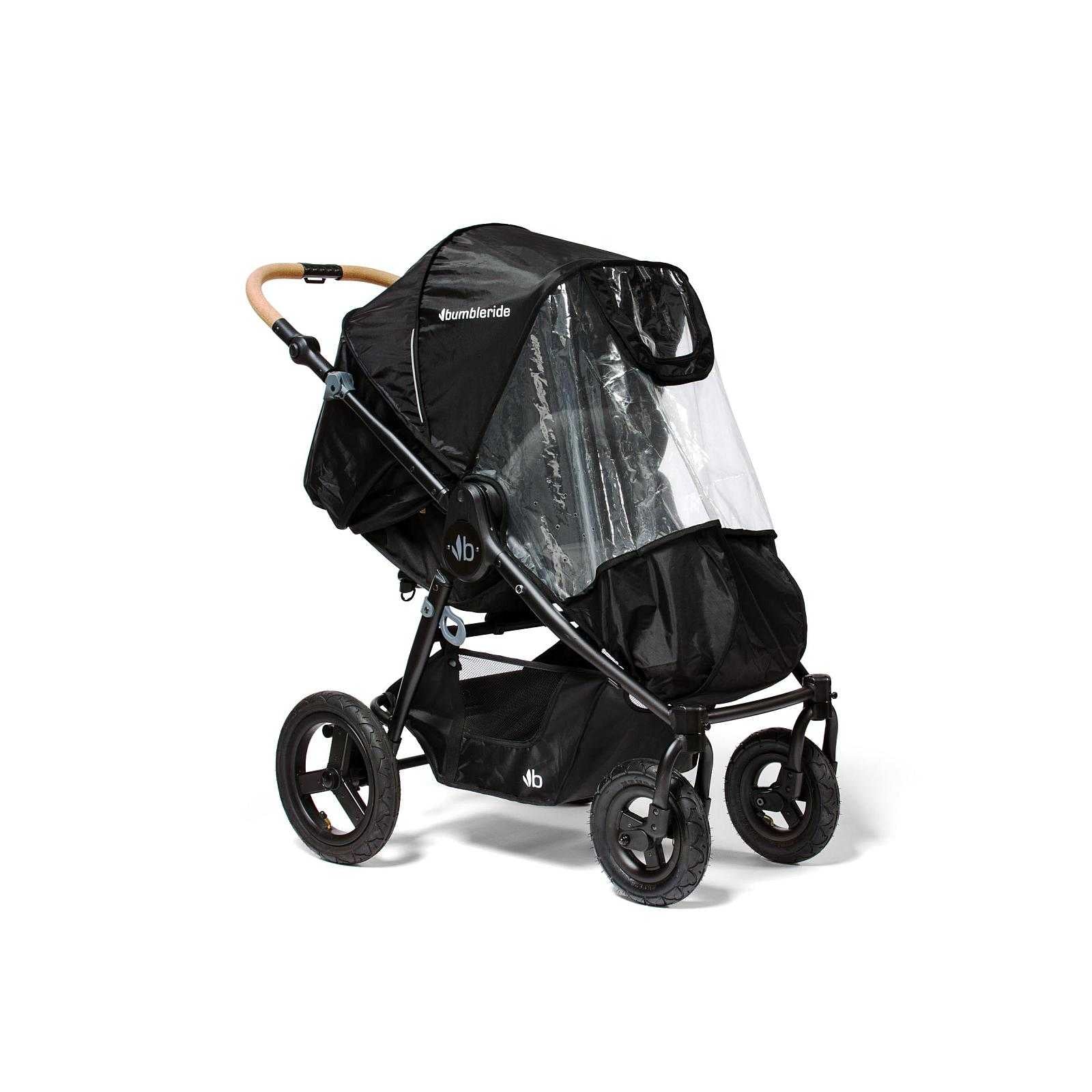 Black stroller with rain cover for Bumbleride Era Rain Shield, perfect for Toshi Baby precious cargo dry