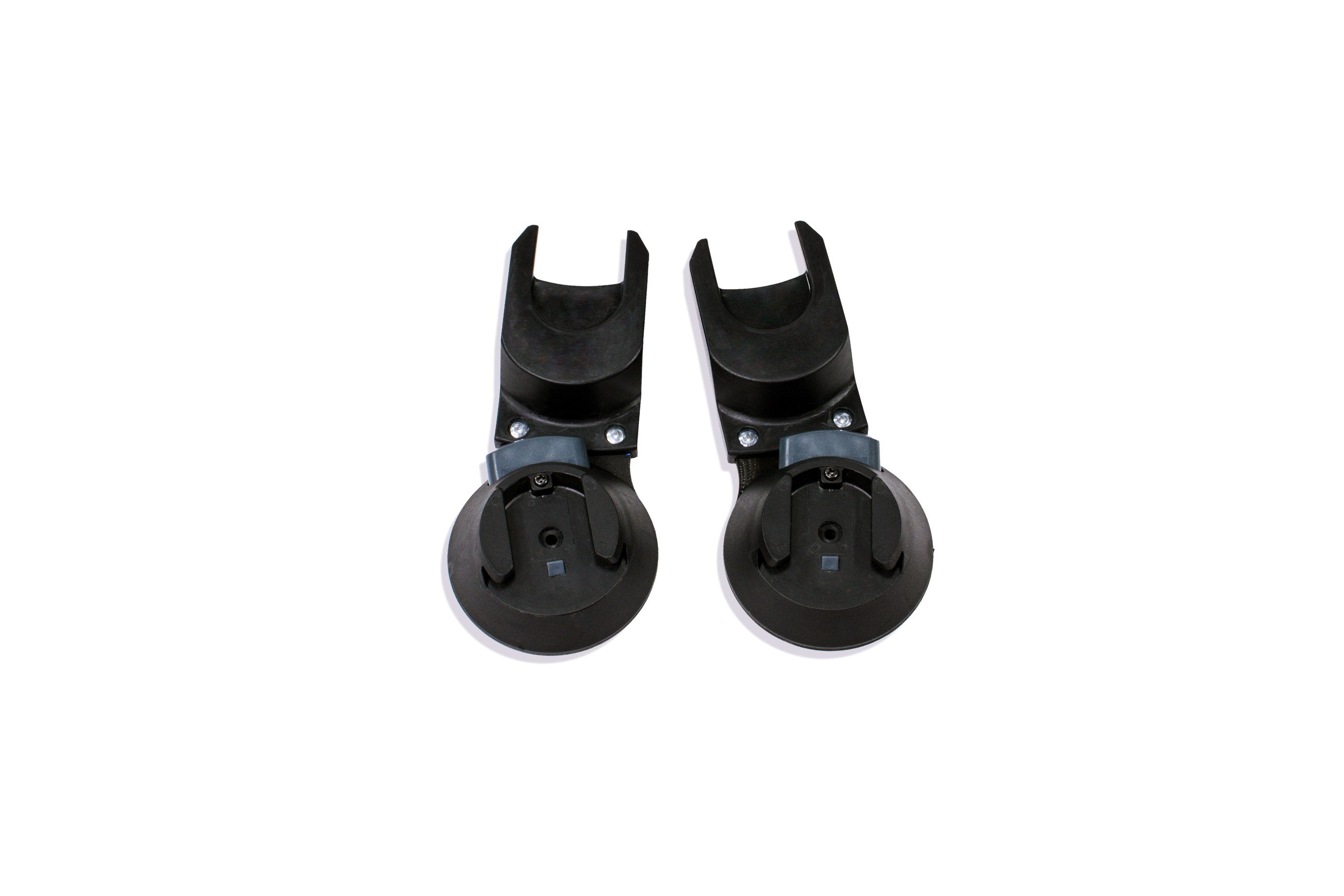 Two black Bumbleride Indie Capsule adapters for Maxi Cosi Mico and Cybex Aton seats