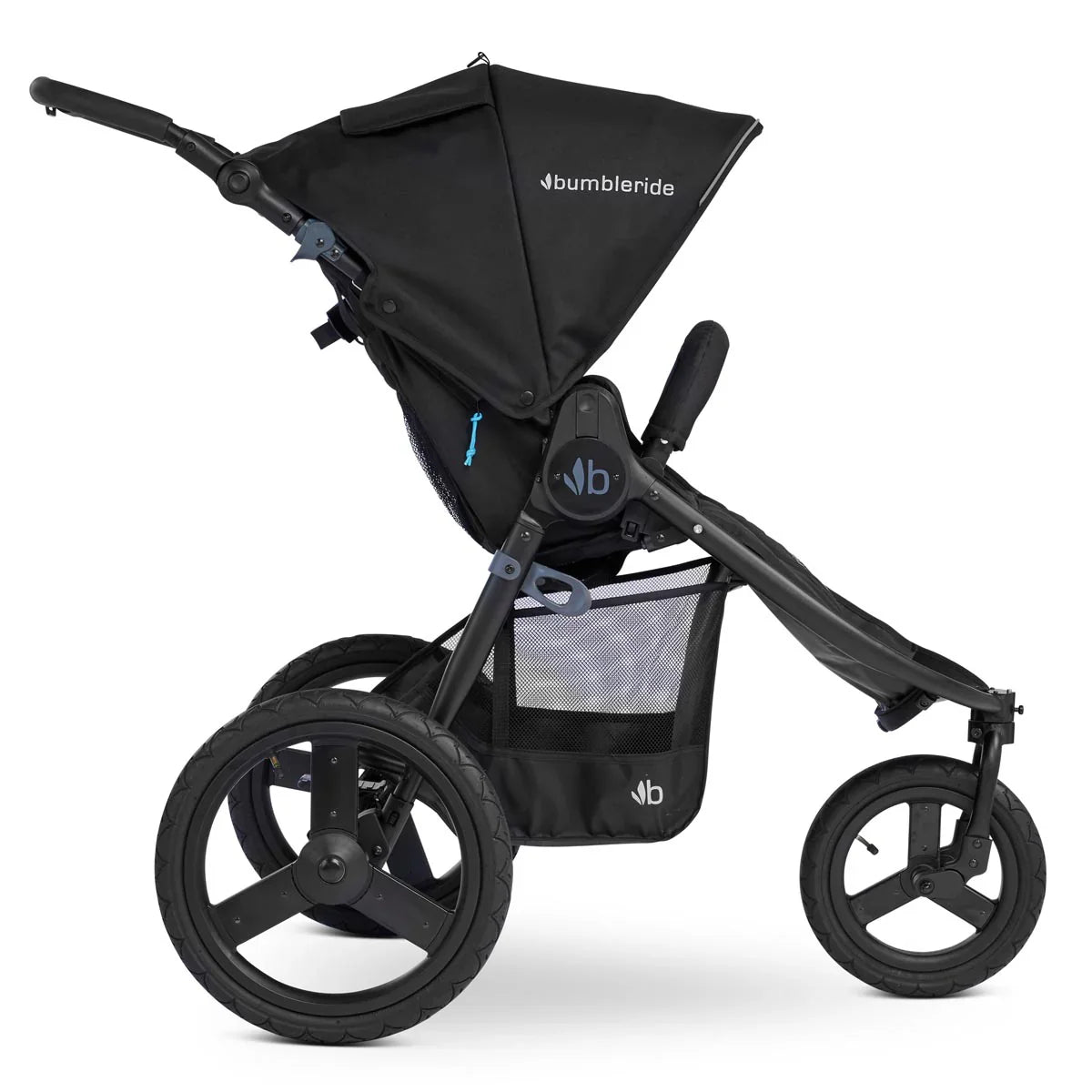 Black three-wheeled stroller from Bumbleride Speed Stroller for comfy baby strollers gear
