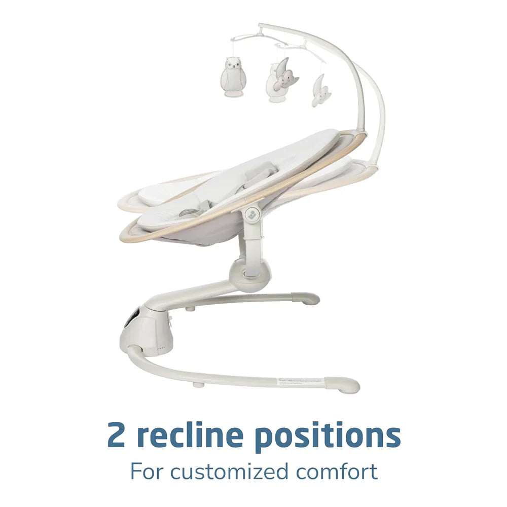 Baby swing with mobile from Maxi Cosi Cassia Swing Odyssey, perfect for baby postpartum bare moments