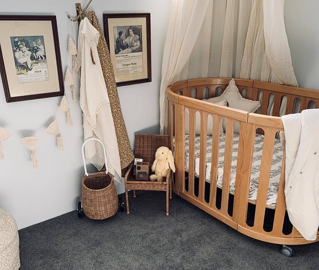 Oval wooden baby crib from Cocoon Nest Natural, perfect as a junior bed or baby strollers