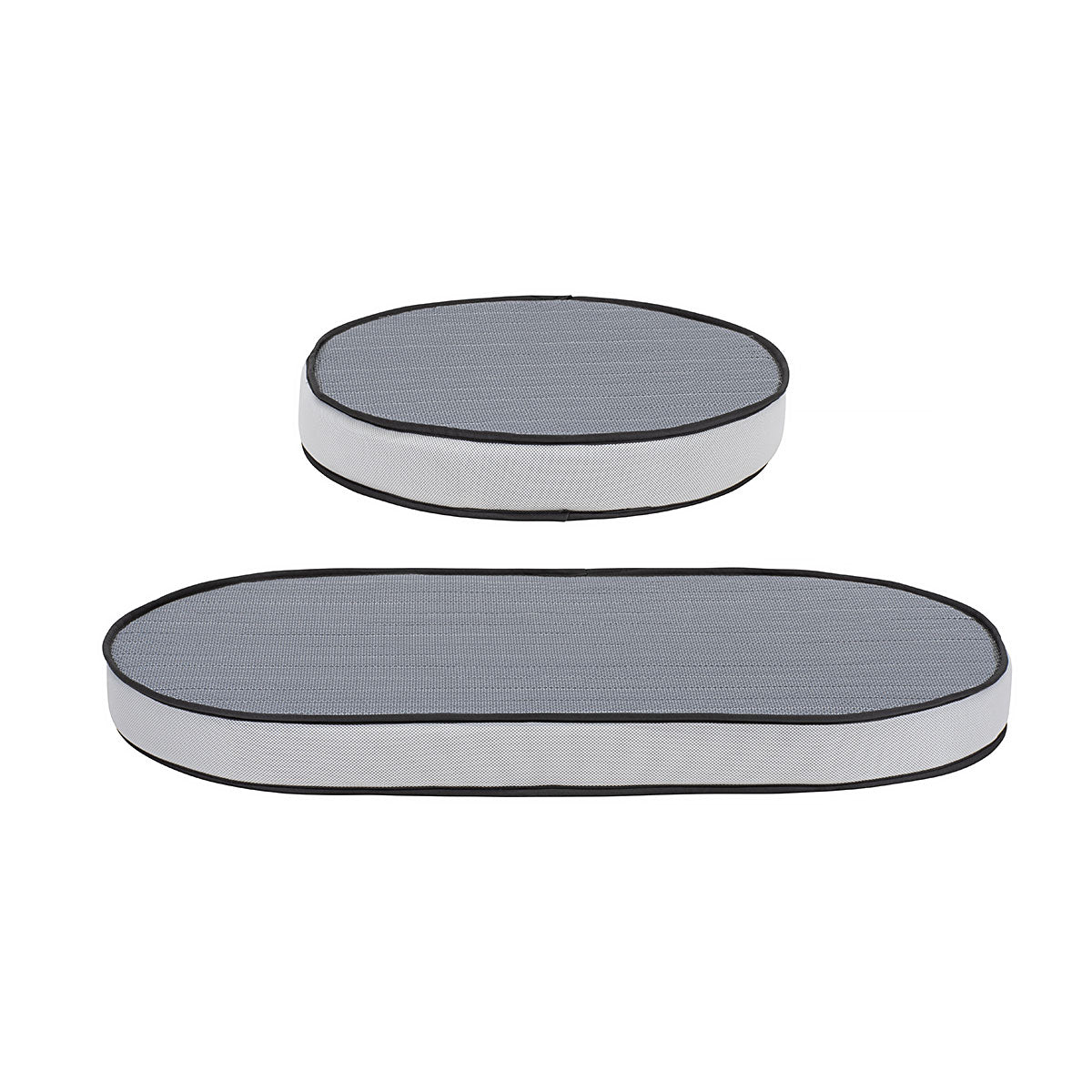 Gray and white cushioned platforms for Toshi Baby Cocoon Nest Natural junior bed