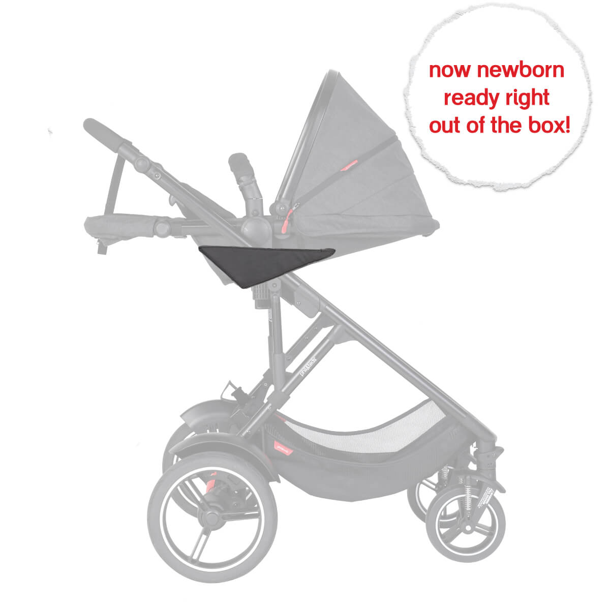 Gray Phil&Teds Voyager stroller with newborn-ready feature, perfect for baby strollers