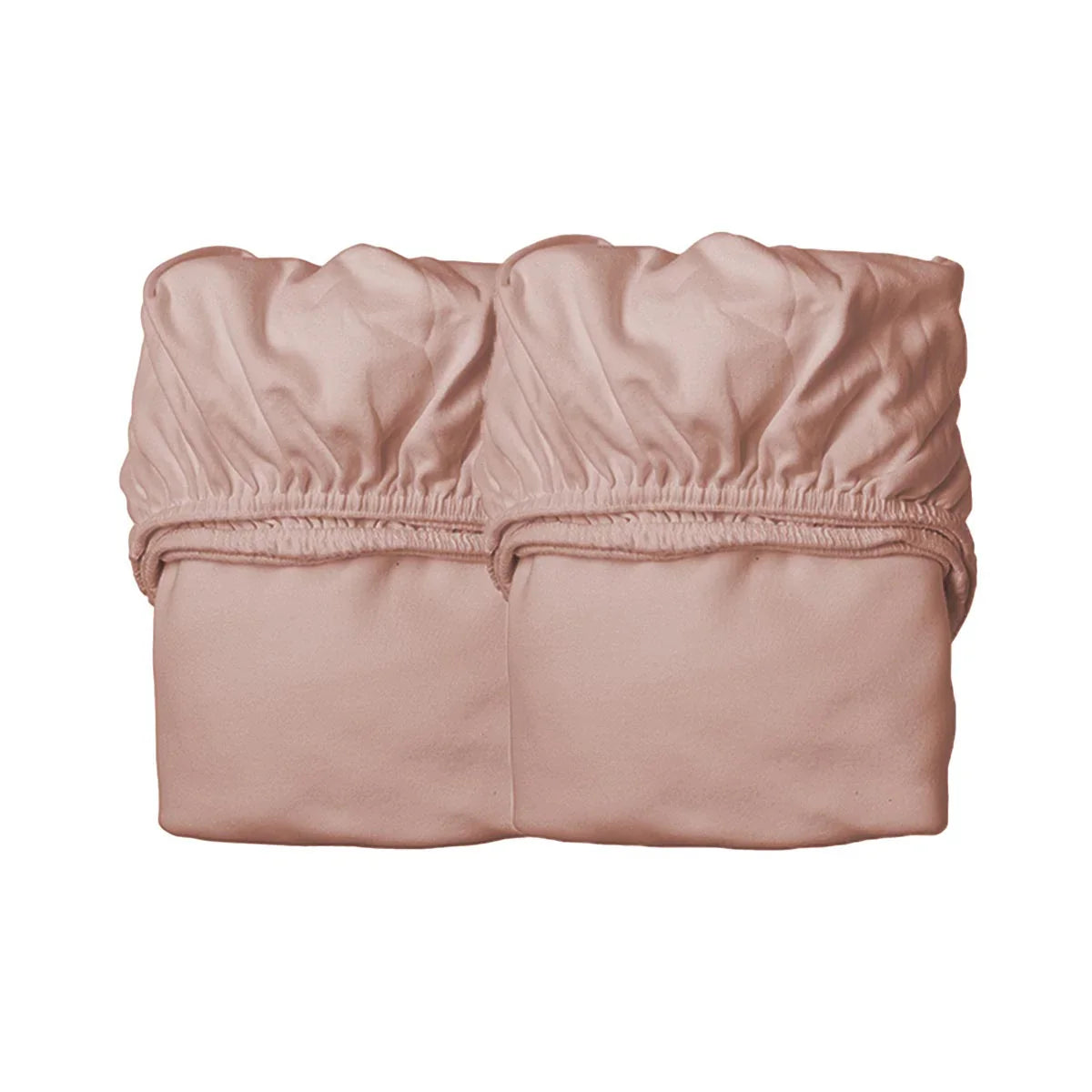 Two folded light pink Leander Organic Fitted Sheets perfect for Toshi Baby strollers