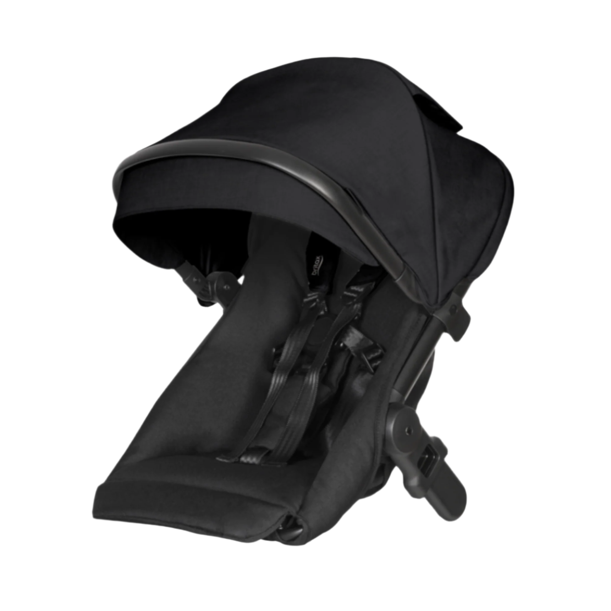 Black stroller seat with canopy in Britax One2 Second Seat, perfect for Odyssey Wagon Wheels babies