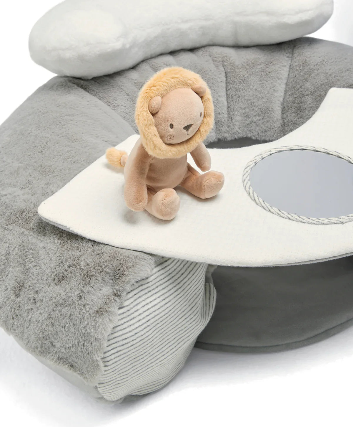 Plush baby activity seat with lion toy from MaMas & Papas Sit & Play baby floor seat for toshi baby