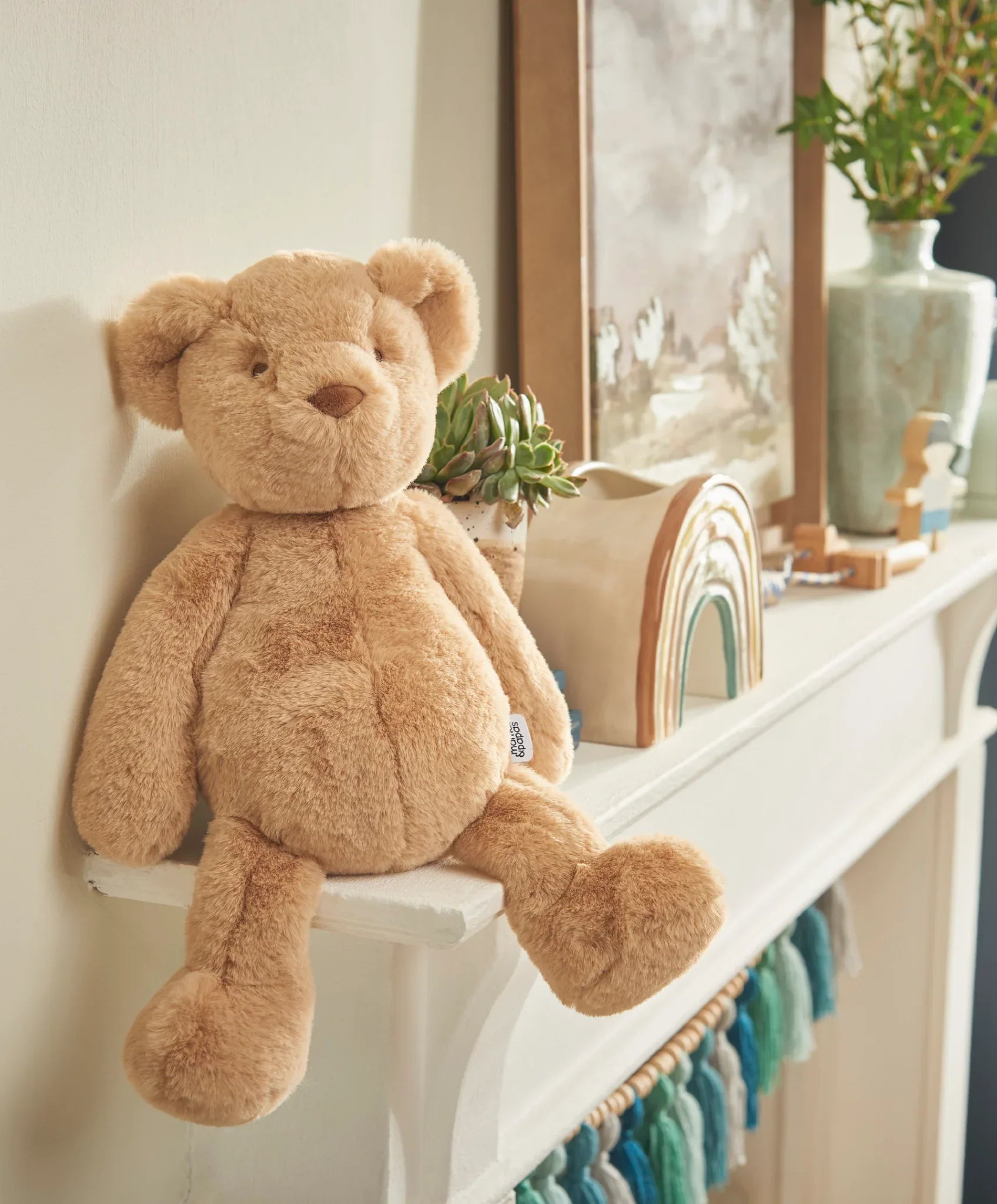 Tan plush teddy bear from Mamas & Papas Teddy Bear Soft Toy with cuddly faux fur