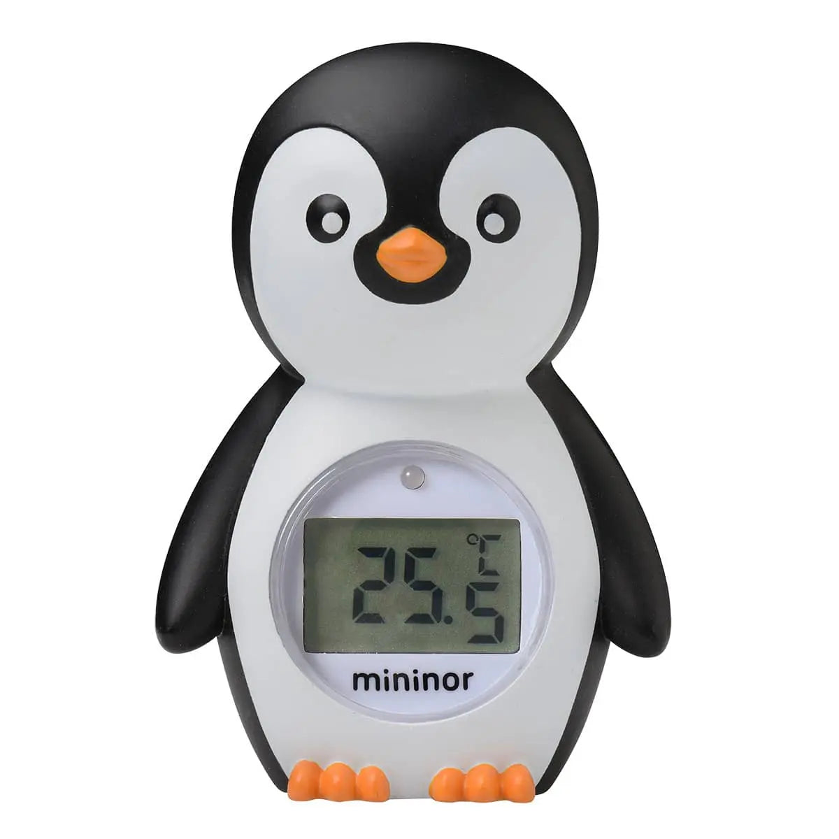 Penguin-shaped digital thermometer for babies from Mininor Bath Thermometer with toshi baby romper