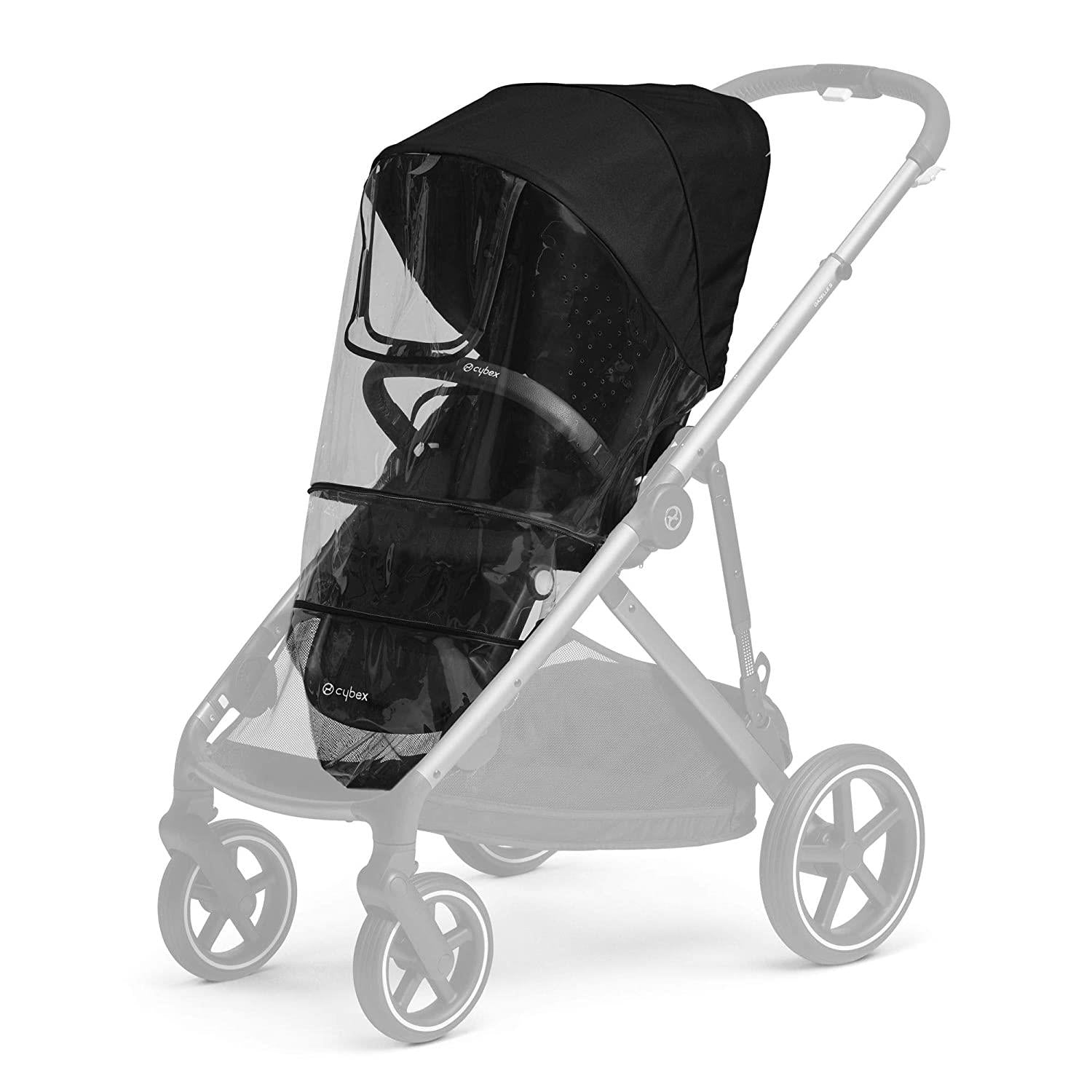 Black stroller with rain cover for Cybex Gazelle S Seat Raincover, perfect for baby strollers and Toshi Baby Romper protection