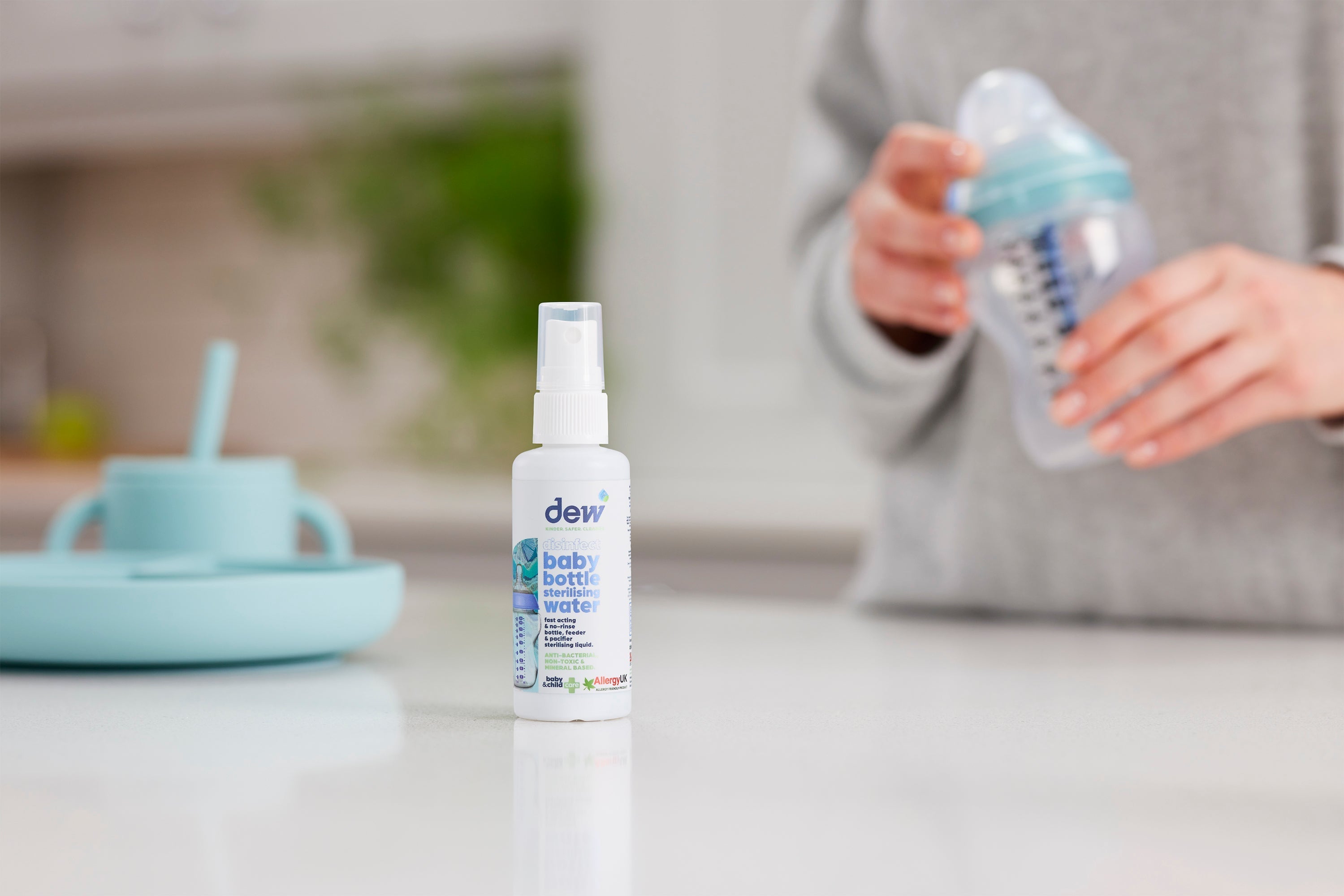 White spray bottle for Dew Baby Bottle Sterilising Water 65ml cleaning baby bottles