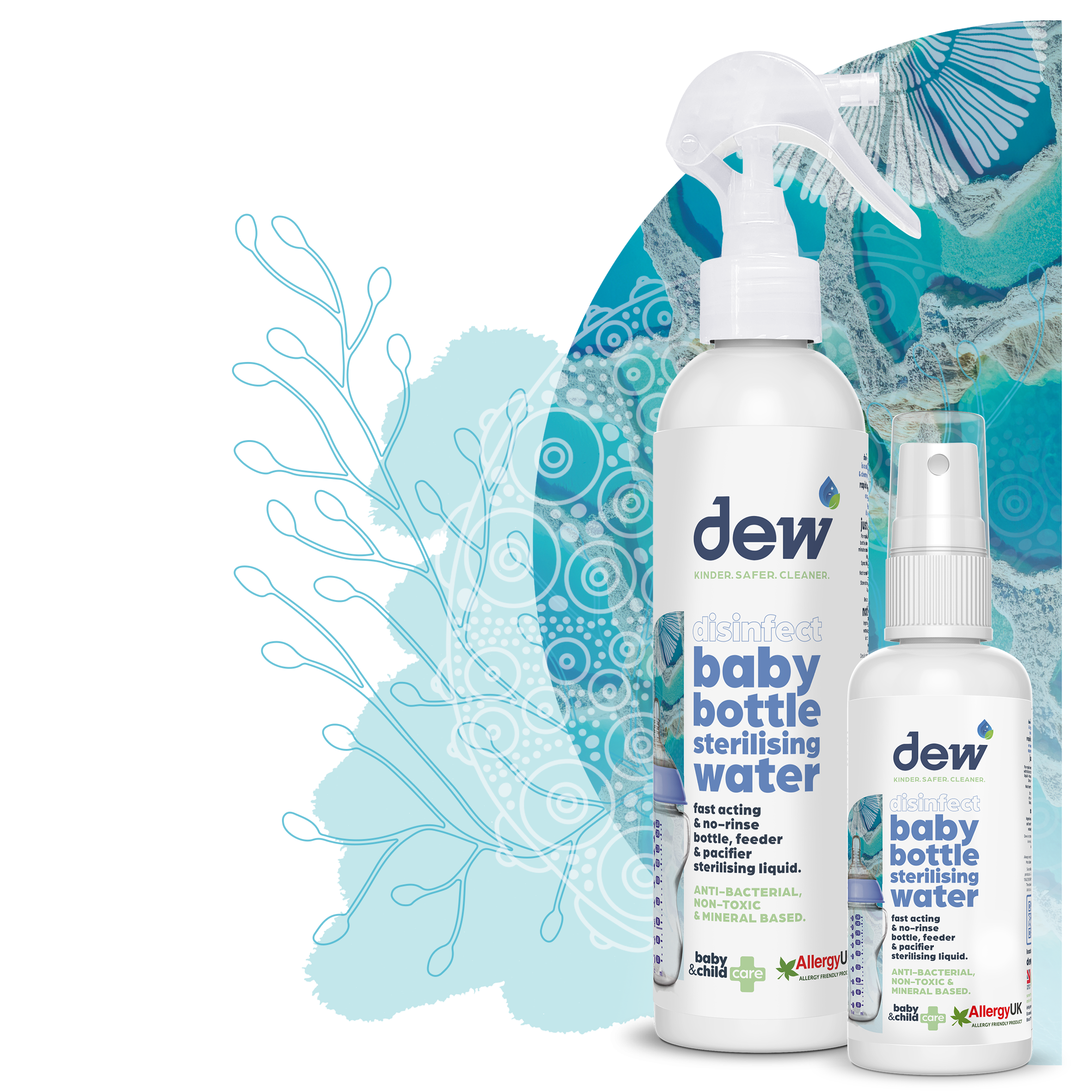 Two Dew Baby Bottle Sterilising Water 65ml bottles for safe baby bottles cleanup