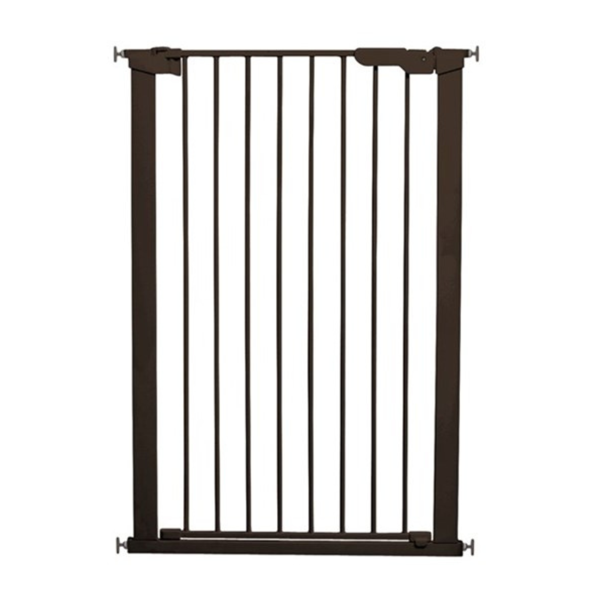 Dark metal safety gate for extra tall pets like Toshi Baby and baby strollers