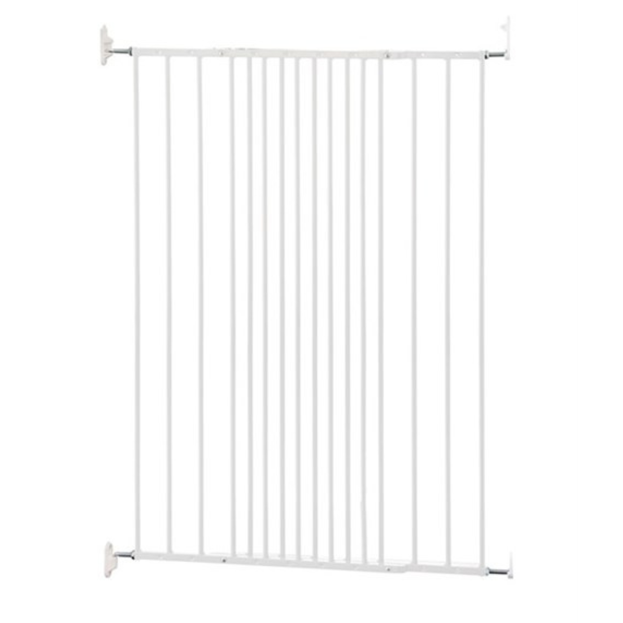 White metal baby gate from DogSpace CHARLIE, perfect for keeping pets and kids safe