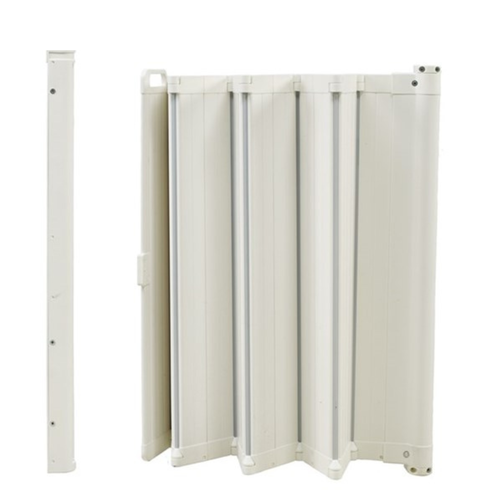 Accordion-style safety gate on DogSpace Marley retractable guard for baby strollers