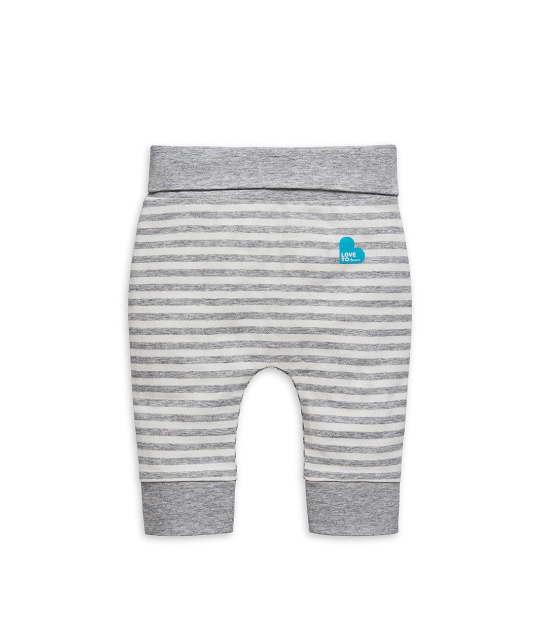 Gray and white striped baby leggings from Love To Dream featuring signature original swaddle design