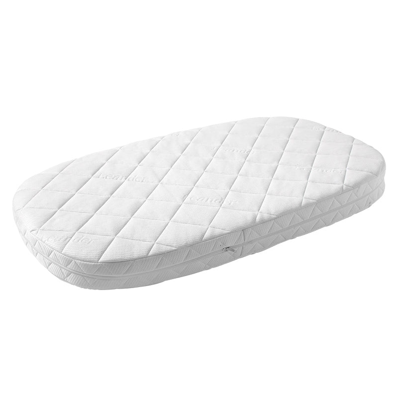 White quilted Leander Cot Mattress Comfort, perfect for Toshi Baby and Bare Mum postpartum