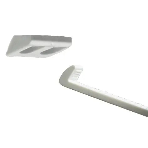 White plastic towel bar and mount for BabyDan Drawer Easy Fix, perfect for baby strollers