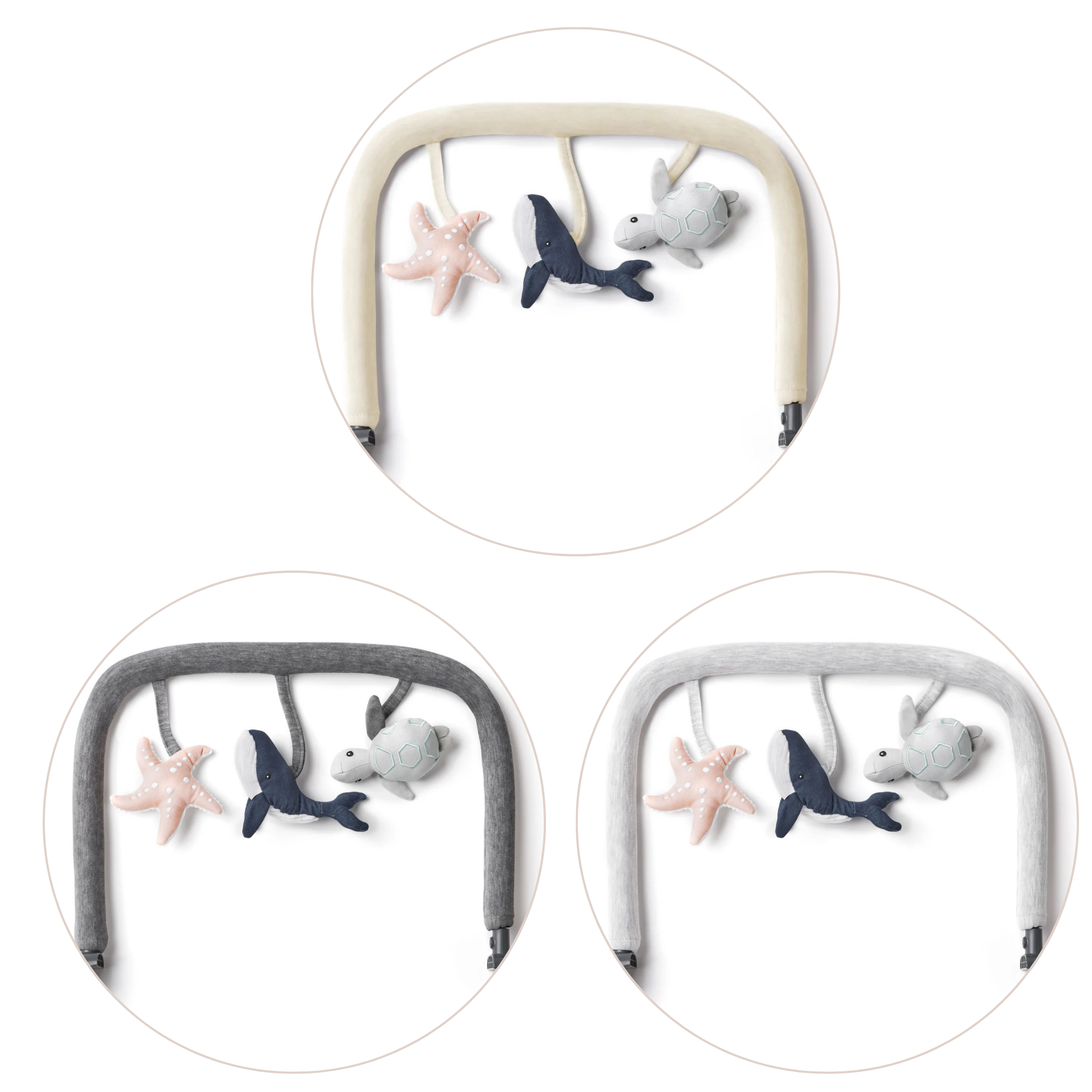 Three baby gym toys with sea creature plushies for Ergobaby Evolve ocean wonders stroller fun