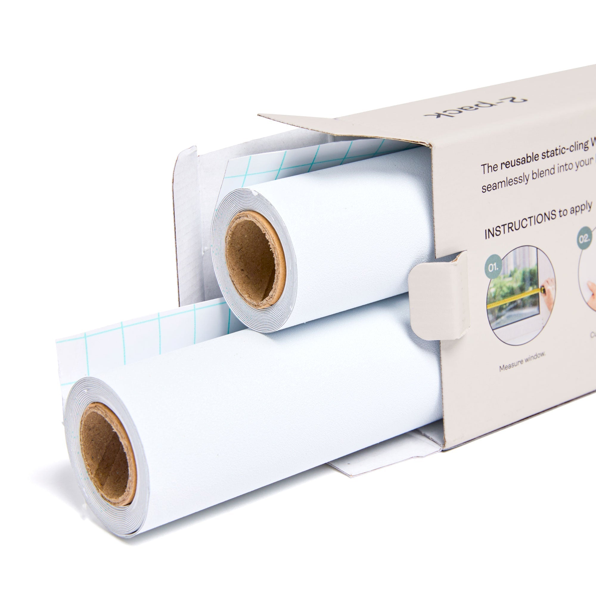 Two white ergopouch blackout static-cling window films in box for total darkness sleep