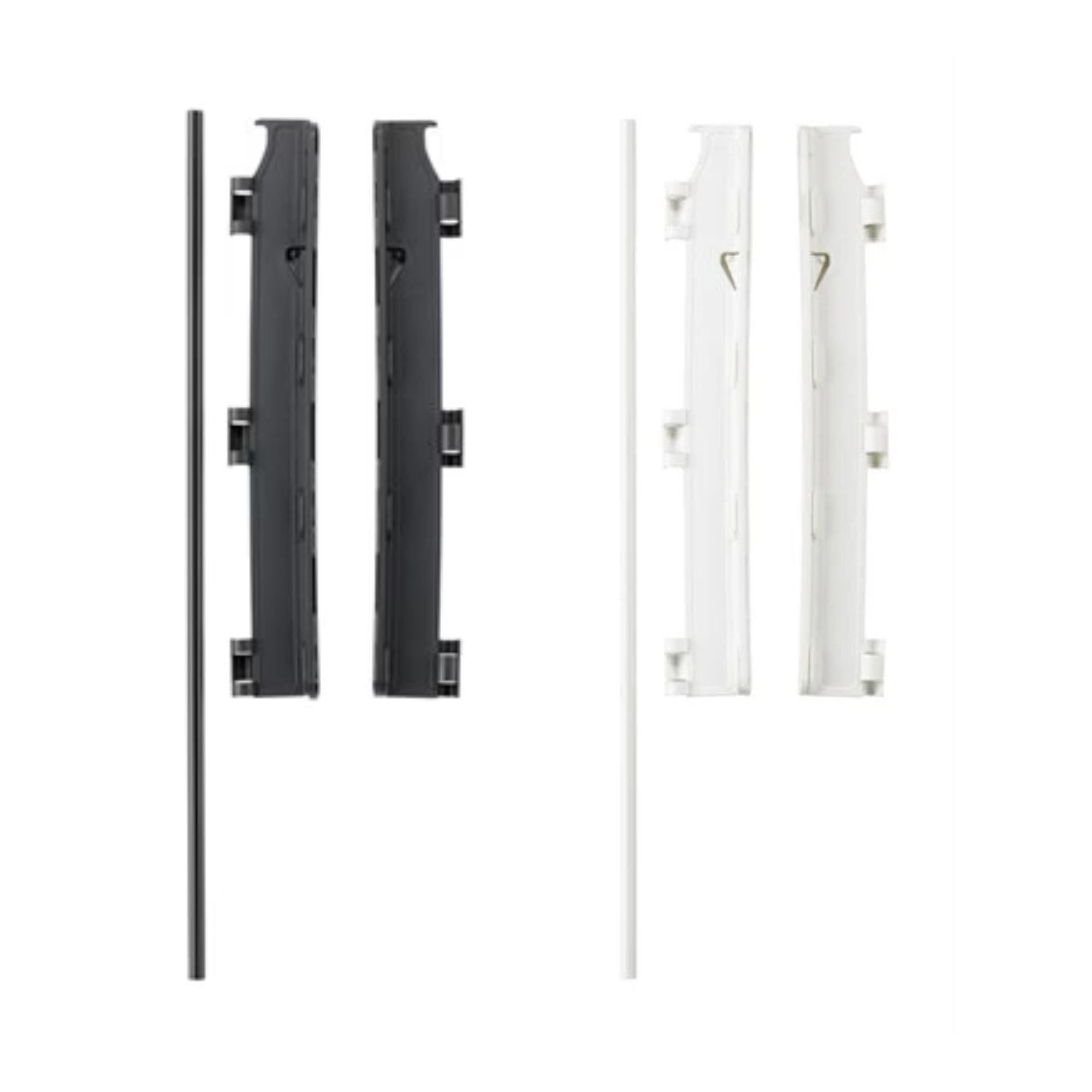 Black and white plastic mounting hardware for Flex Configure Toshi Baby Strollers