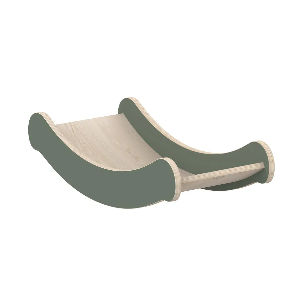 Wooden rocking lounge on Flexa Balance Board Deep Green perfect for playtime