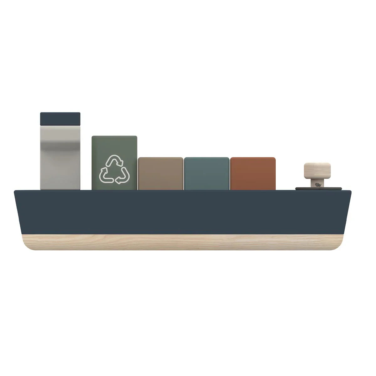 Wooden toy cargo ship from Flexa Container Ship, perfect for kids’ playtime