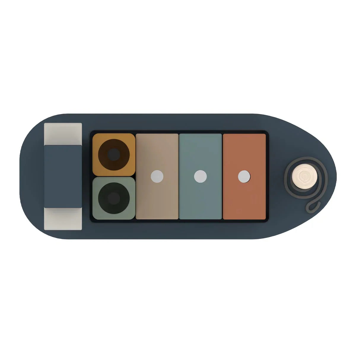 Colorful wooden xylophone toy on the Flexa Container Ship with Odyssey Wagon Wheels design