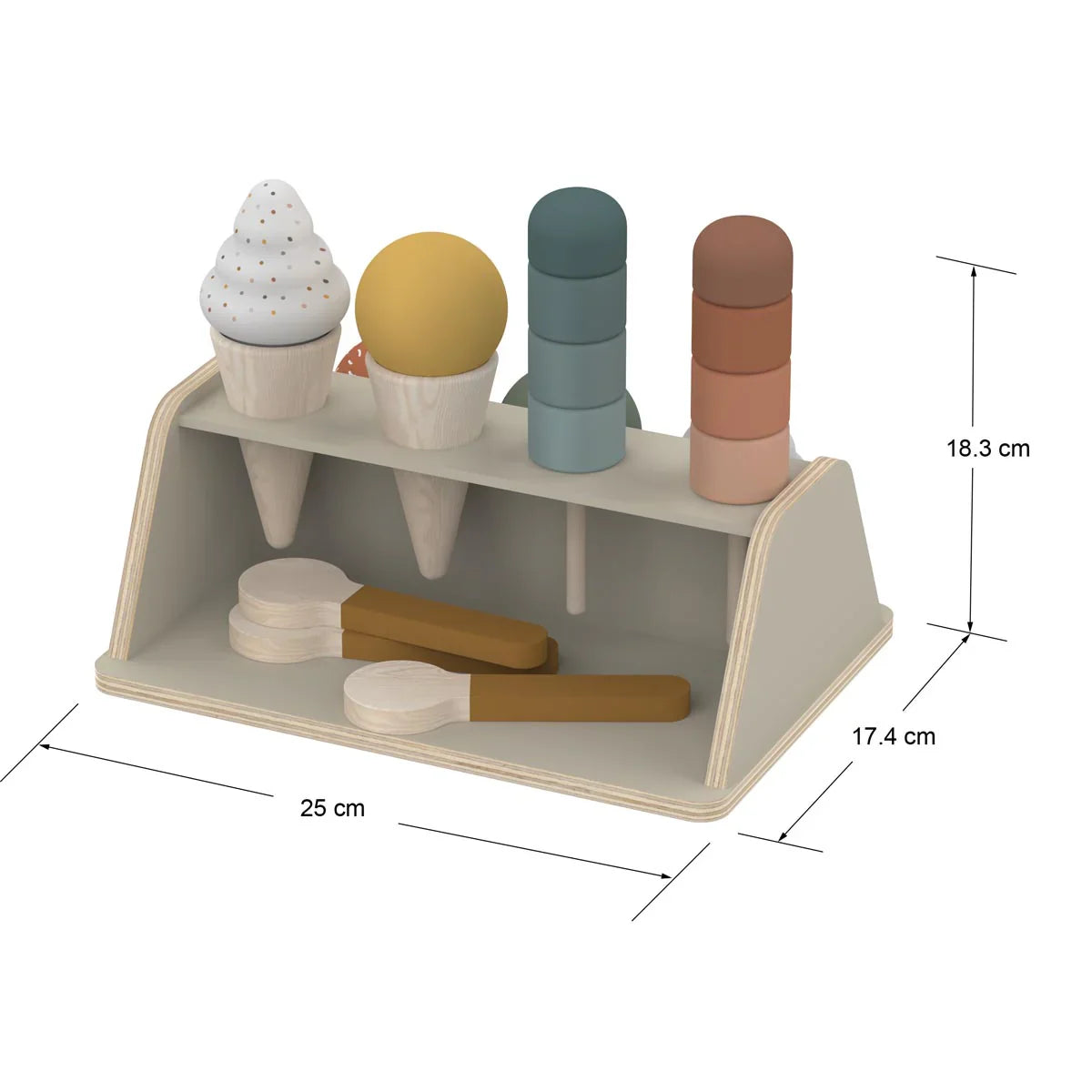 Wooden toy ice cream stand from Flexa Ice Cream Set for Toshi Baby to explore musical sounds