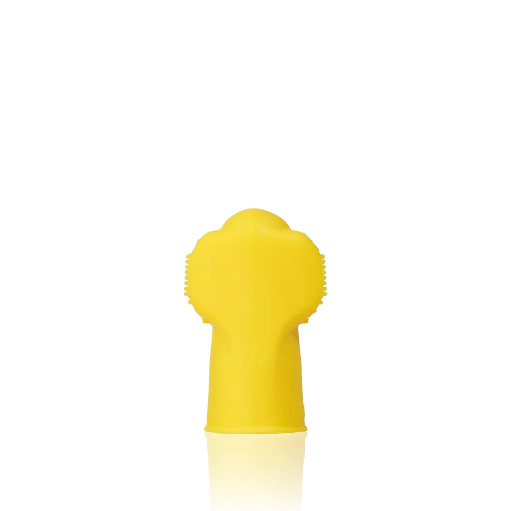 Yellow silicone finger toothbrush for babies from Frida Finger Toothbrush collection