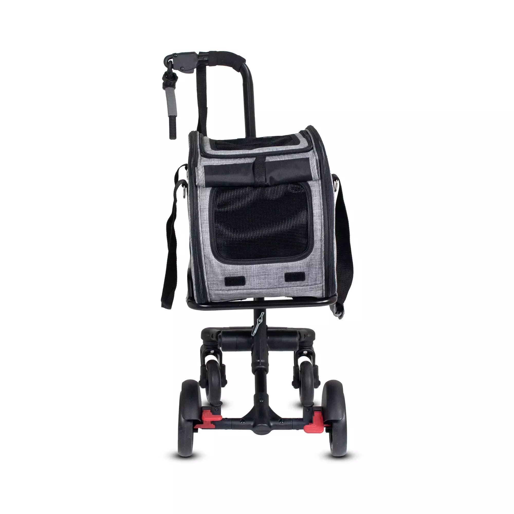 Gray and black Furmate Co-Rider K9 Pet Trailer with Odyssey wagon wheels for easy mobility