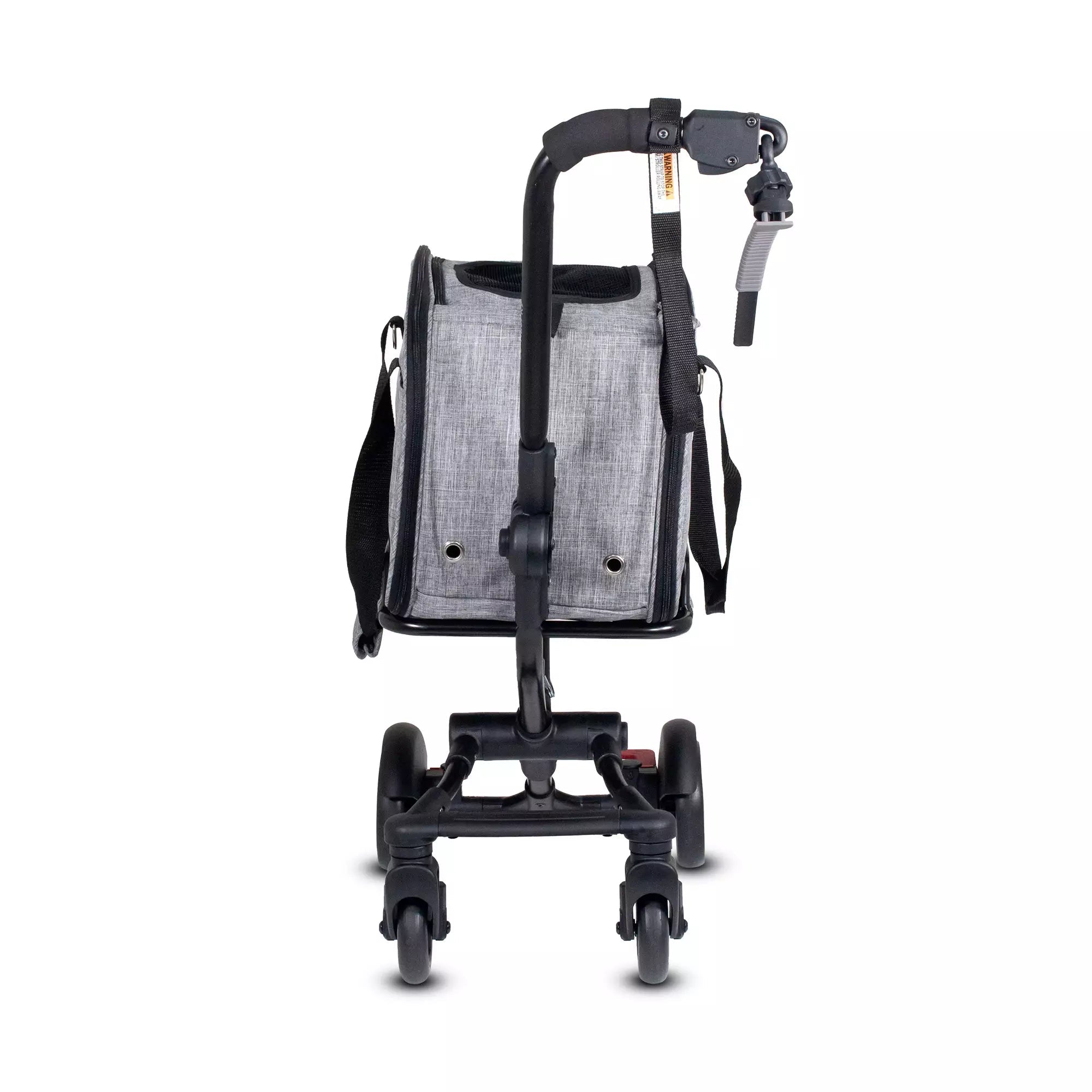 Gray pet carrier stroller from Furmate Co-Rider with Toshi Baby Romper and Odyssey Wagon Wheels
