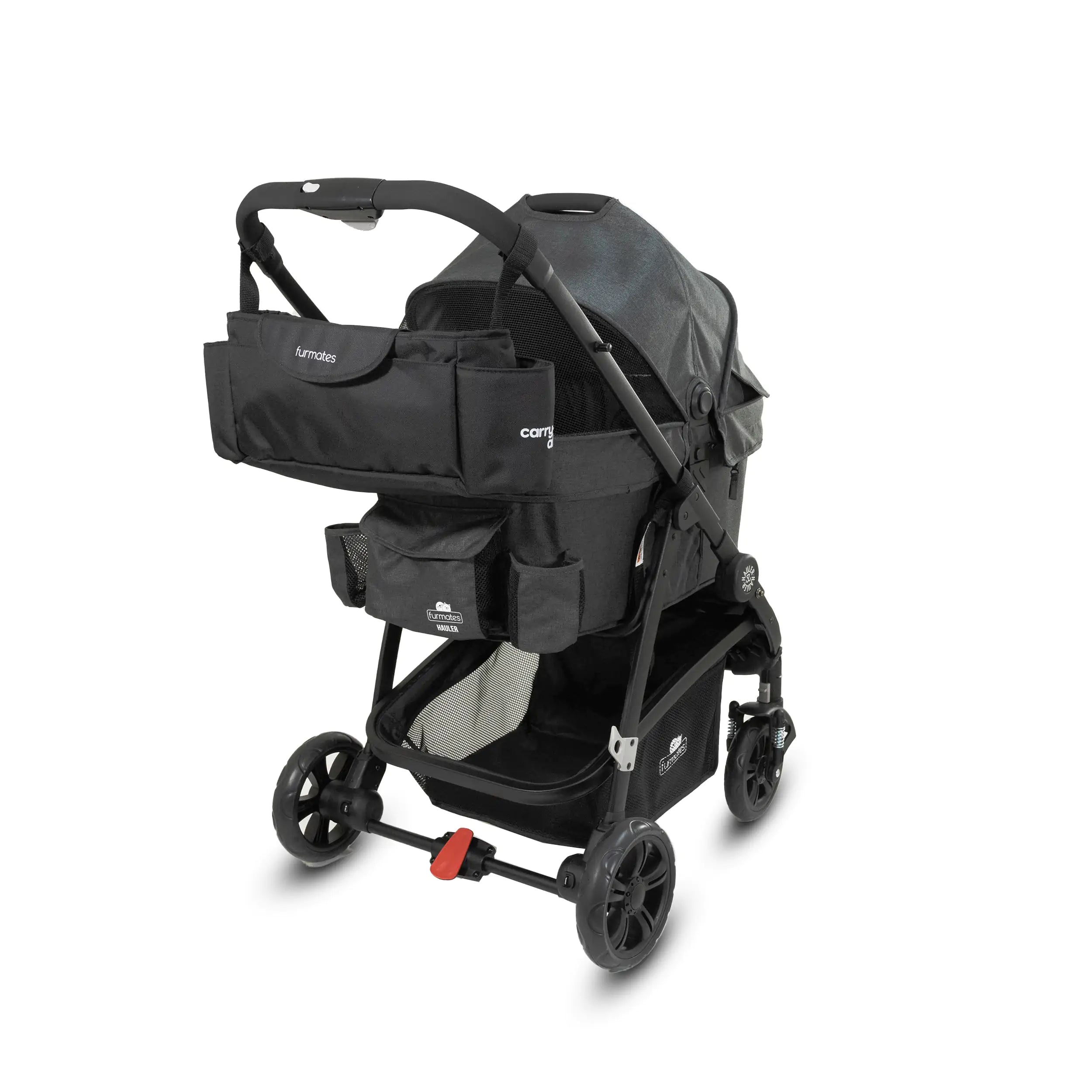 Black pet stroller for Furmates Carry or Odyssey Wagon Wheels, perfect for outings