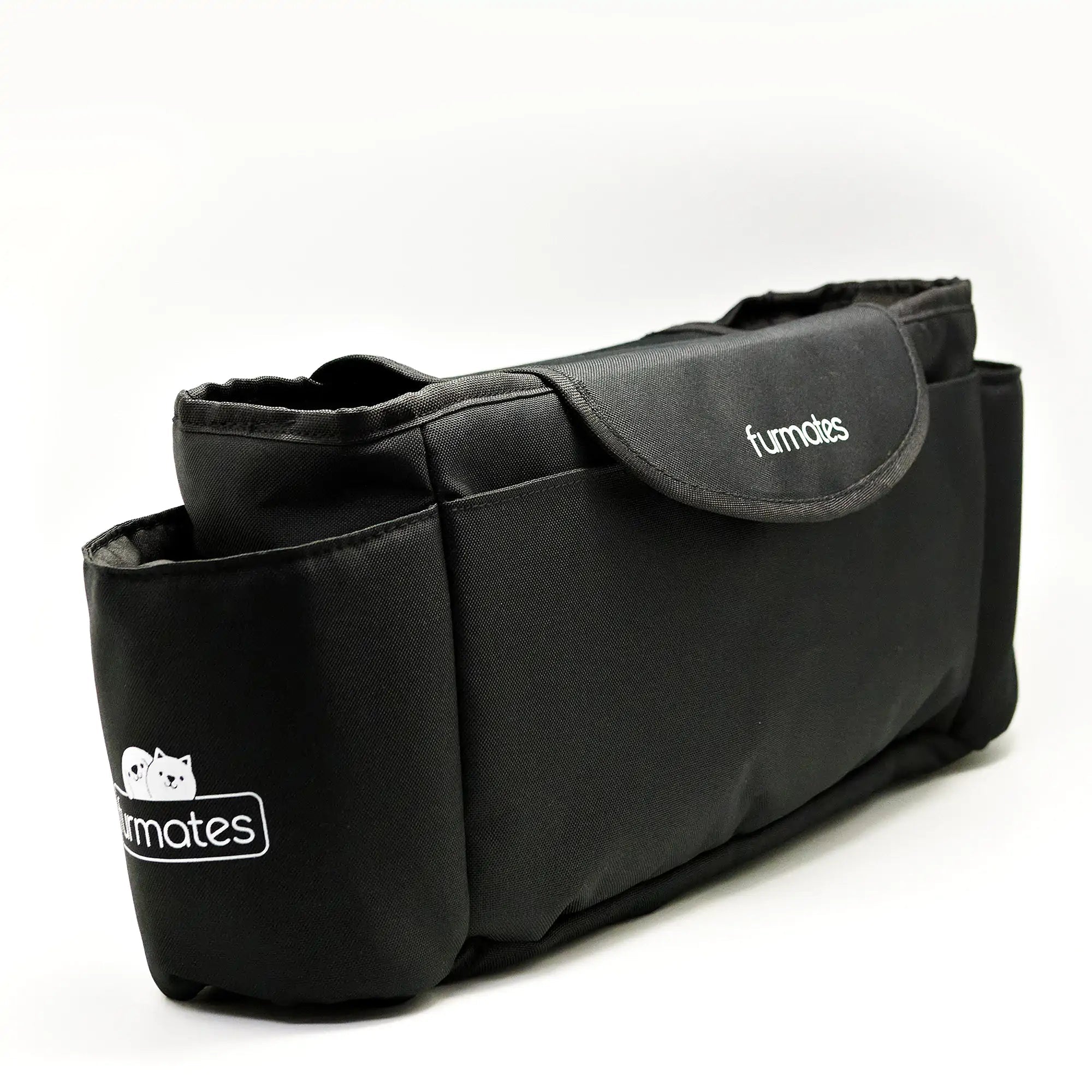 Black stroller organizer bag from Furmates Carry for easy pet & baby gear storage
