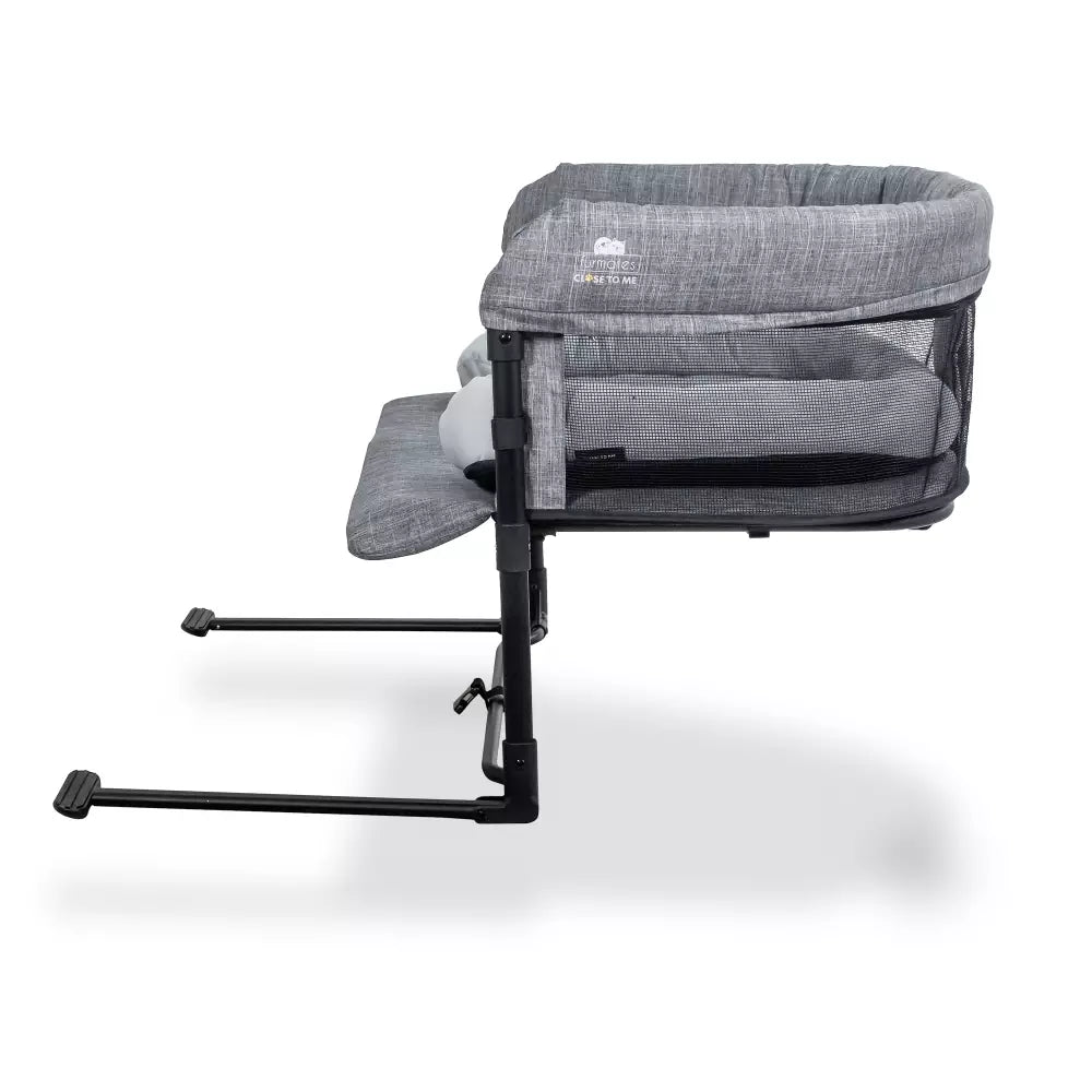Gray bedside bassinet from Furmates Close To Me Pet Bed Co-Sleeper for Toshi Baby and baby strollers