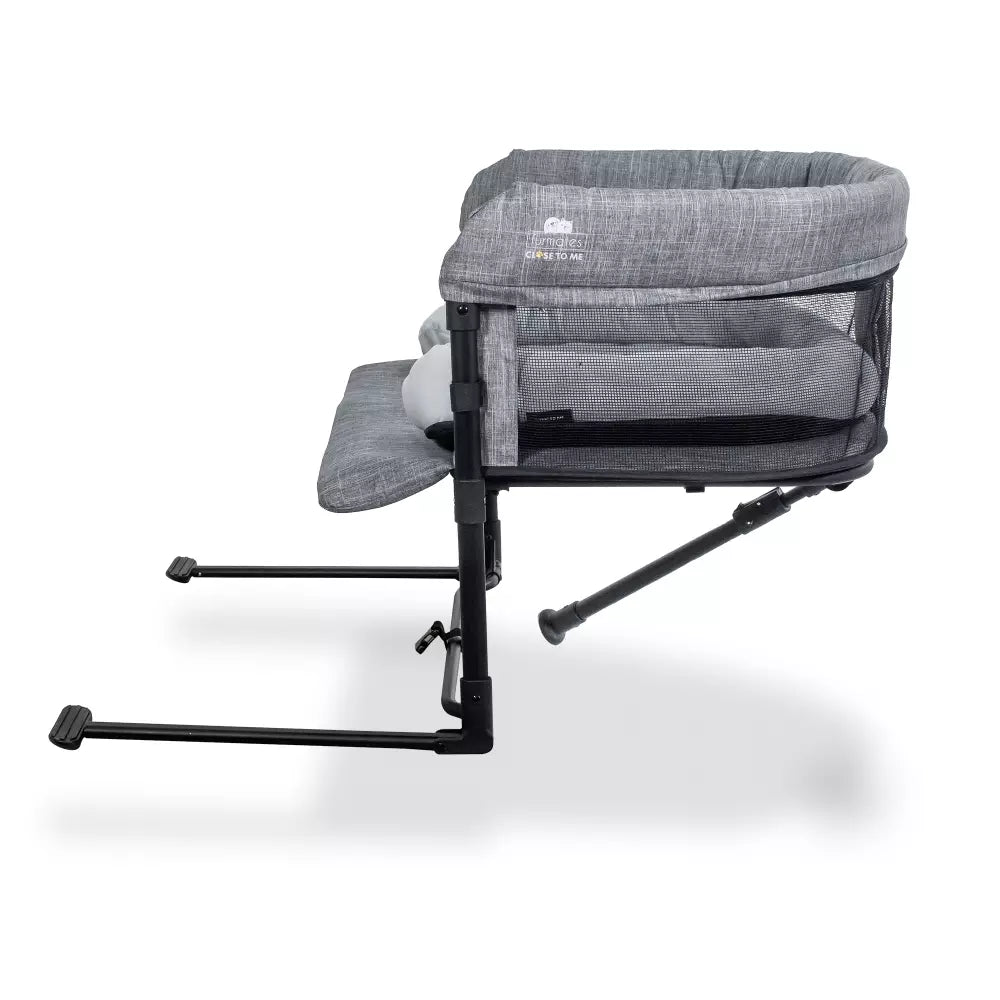 Gray bedside bassinet from Furmates Close To Me Pet Bed Co-Sleeper with pet comfy pad