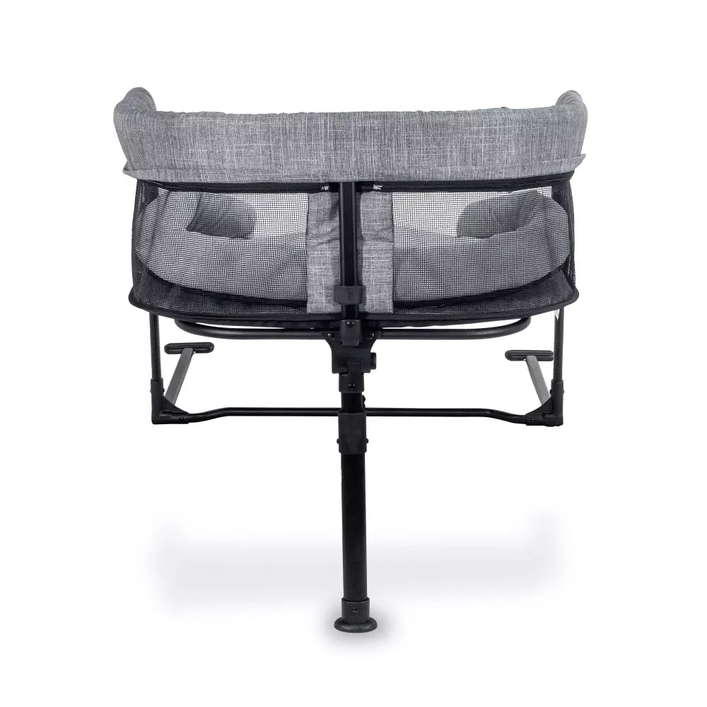 Gray pet bed co-sleeper with black frame for Toshi baby from Furmates Close To Me