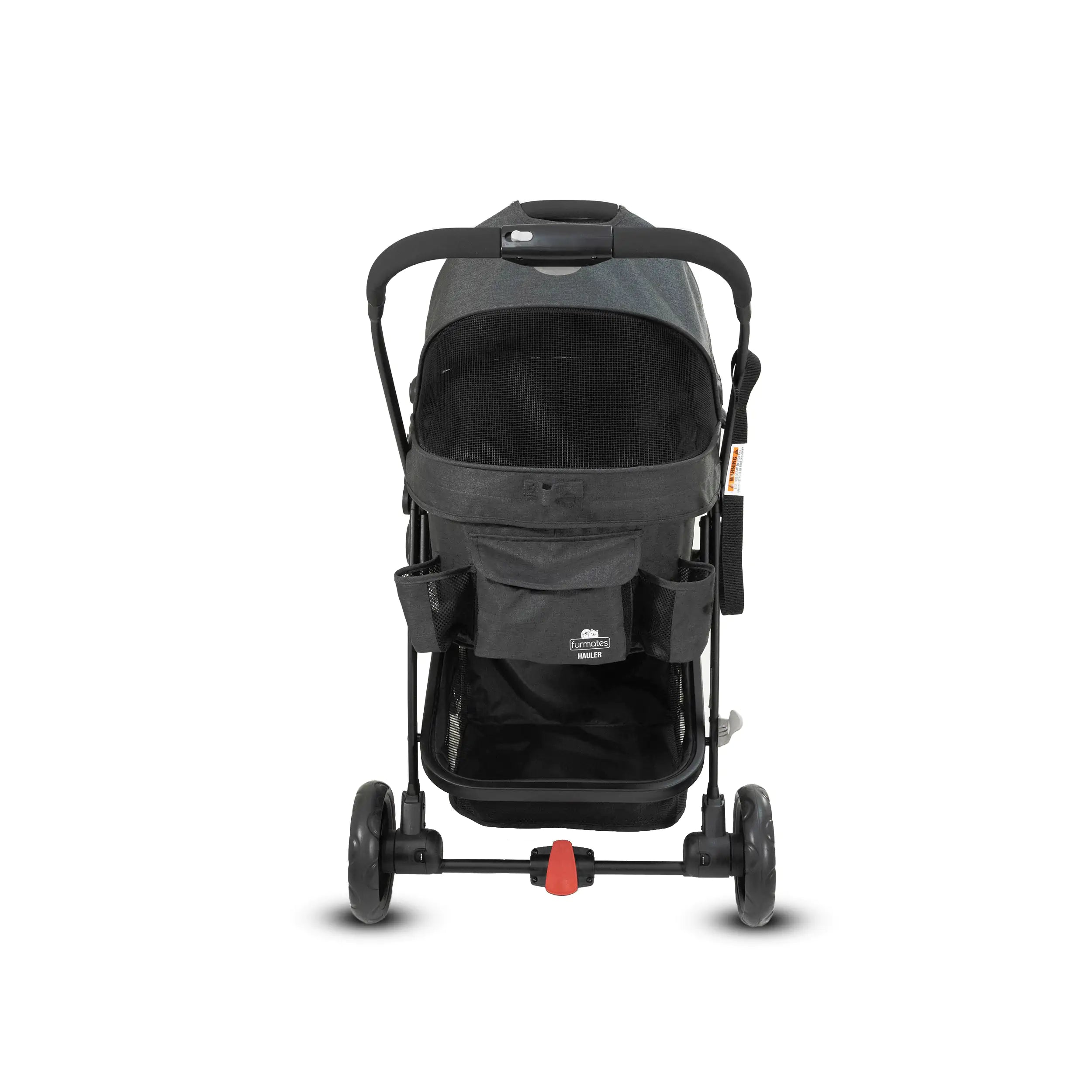 Gray Furmates Hauler Pet Stroller with Toshi Baby and handy storage pockets