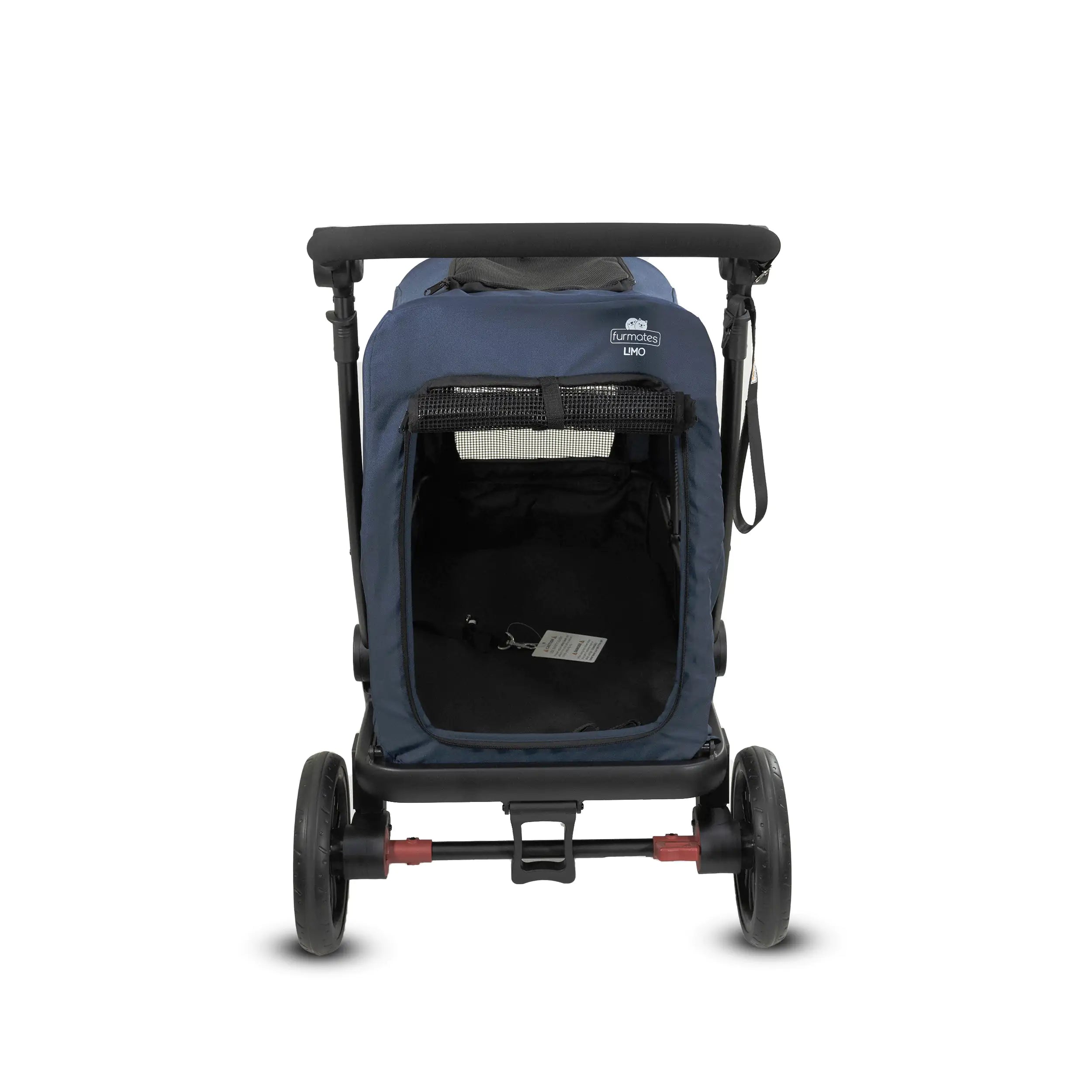 Navy blue Furmates Limo Pet Stroller with lockable swivel wheels for Toshi Baby Romper fun