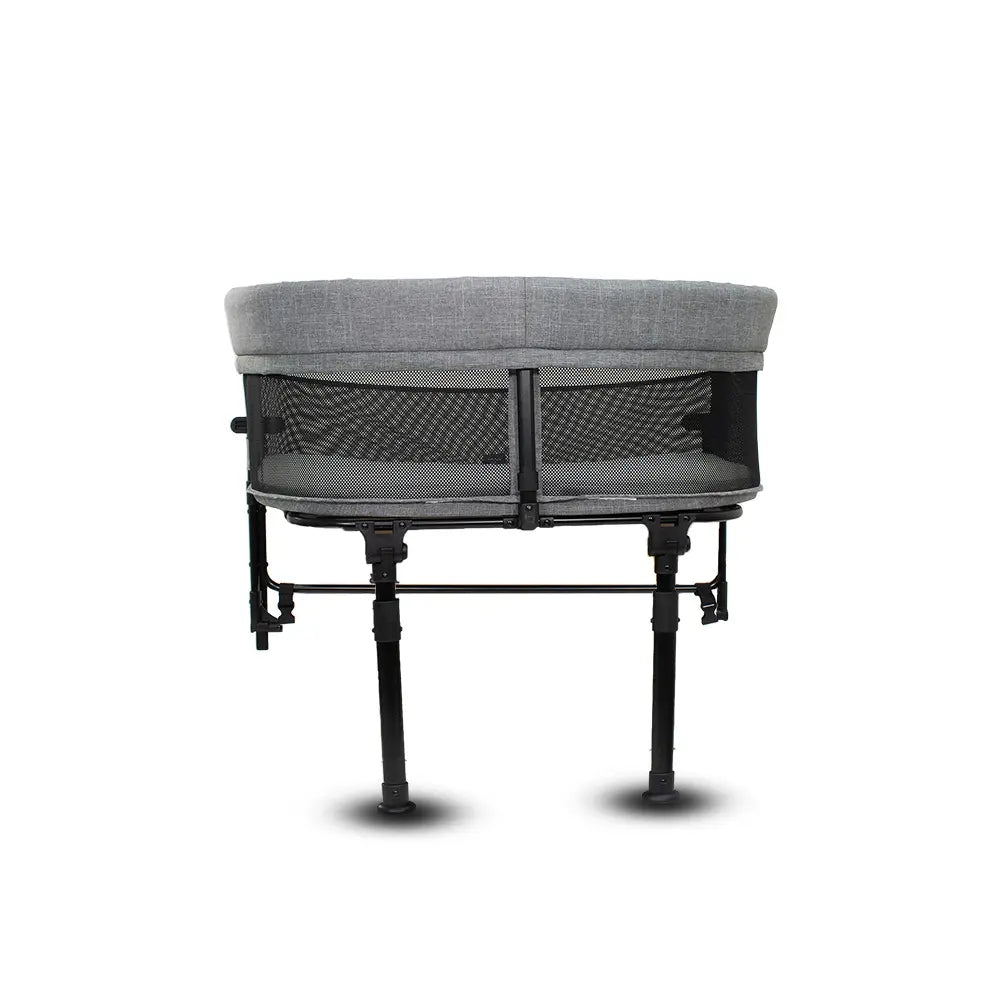 Gray bassinet with mesh sides from Vee Bee Close To Me Co-Sleeper for baby strollers