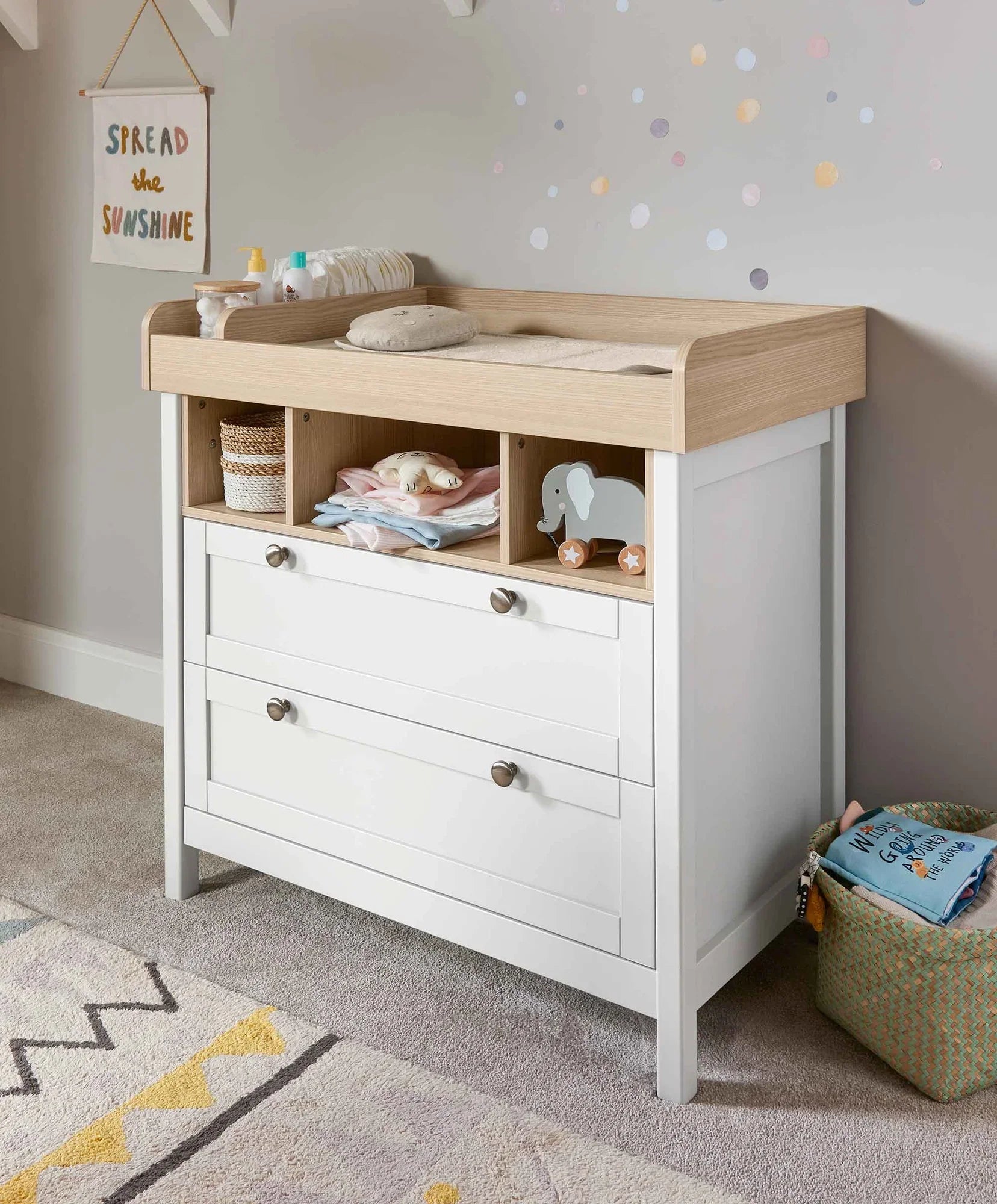 White and wood Mamas & Papas Harwell Dresser Changer in papas harwell nursery