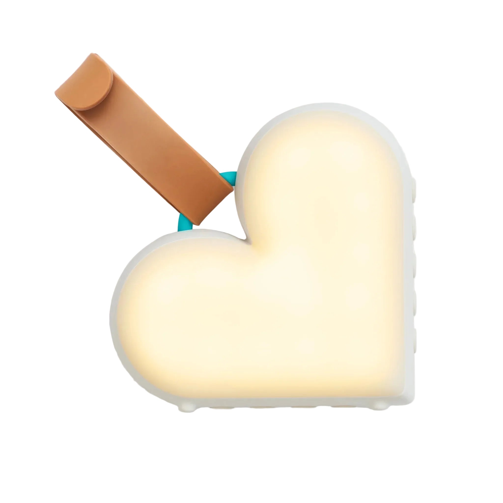 Heart-shaped night light with leather strap for Love to Dream Sleep Machine, perfect for baby strollers