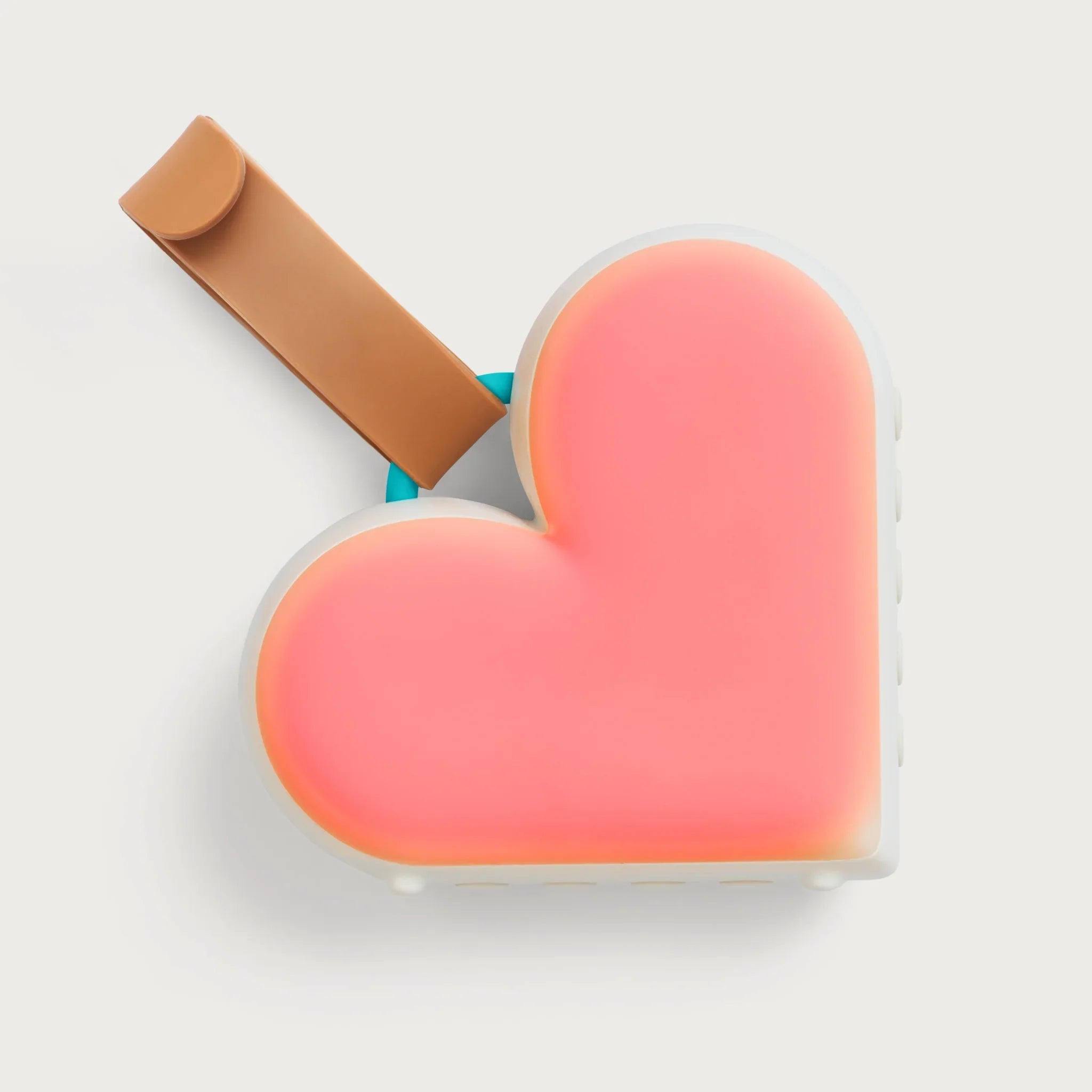Pink heart-shaped luggage tag with brown strap for Love to Dream Sleep Machine and more