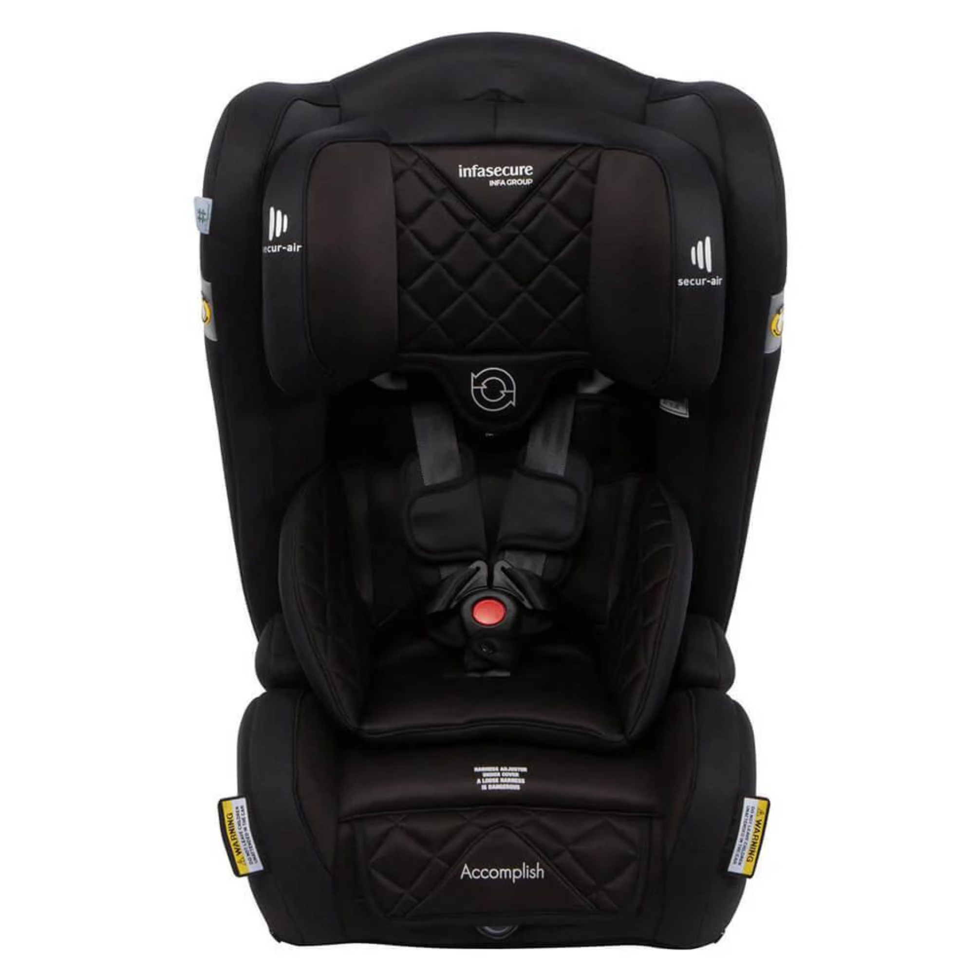 Black child car seat Infasecure ACCOMPLISH More for 6m-8yr with active bamboo fabric